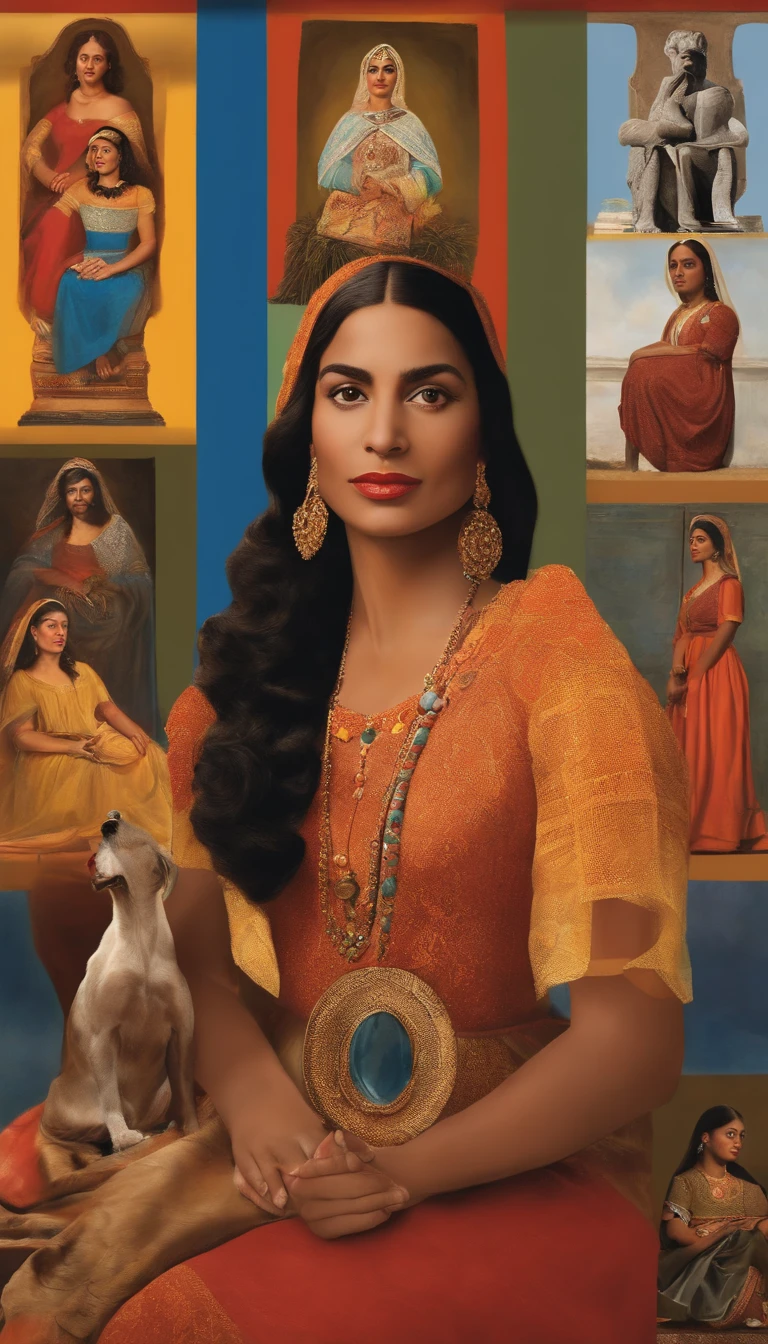 The story of Juana is brought to life in various artistic forms, from literature to film. In this photo-realistic portrayal, we see a collage of iconic representations of Juana from different mediums, symbolizing her lasting impact on art and culture. This 9:16 frame pays tribute to her enduring influence on the world.