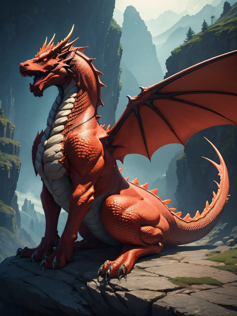 He's a dragon, his horns are gold, his coveted gold, his body is red, he's too fat, he's fatter, he's fatter, he's fatter, he's fleshy, he's round enough to touch the ground, he's bigger than a mountain