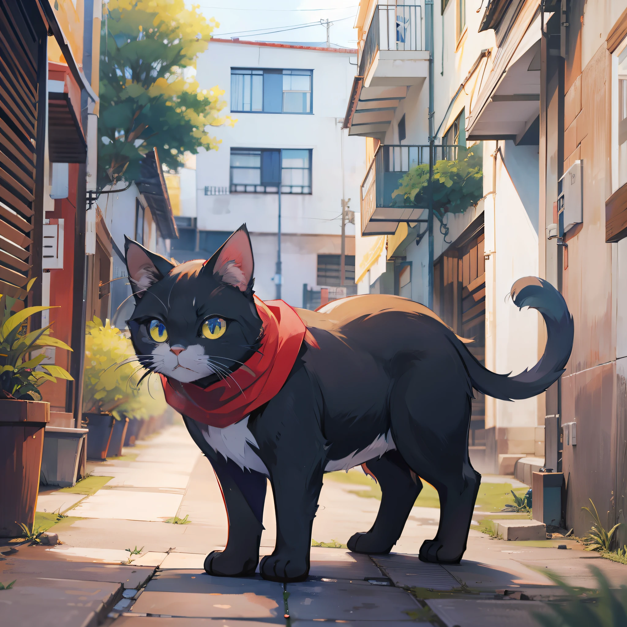 Gatittuu, gato estilo anime com olhos azuis, de pe2