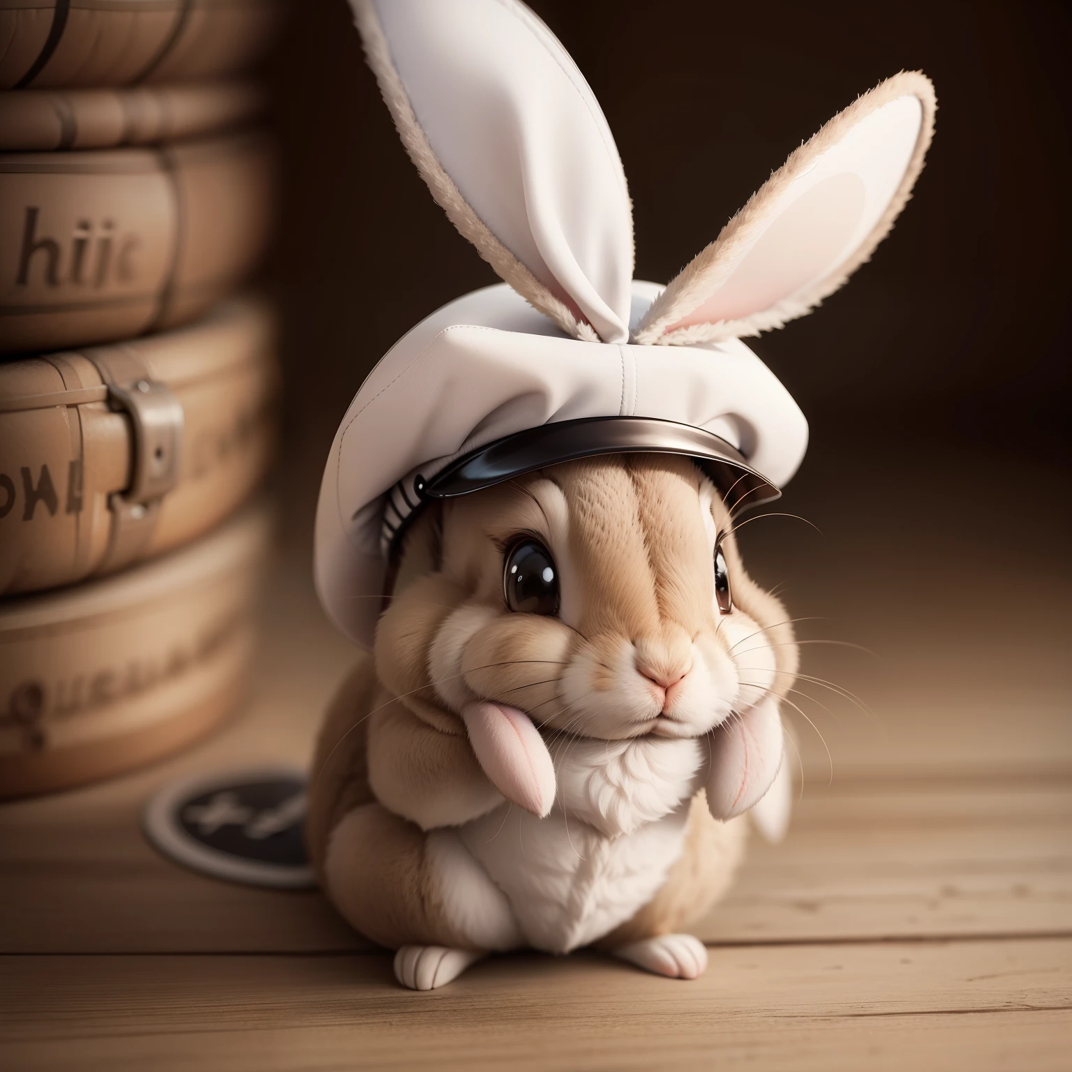 Real rabbits,Cartoon image,Big cap,adolable,ssmile,frontage