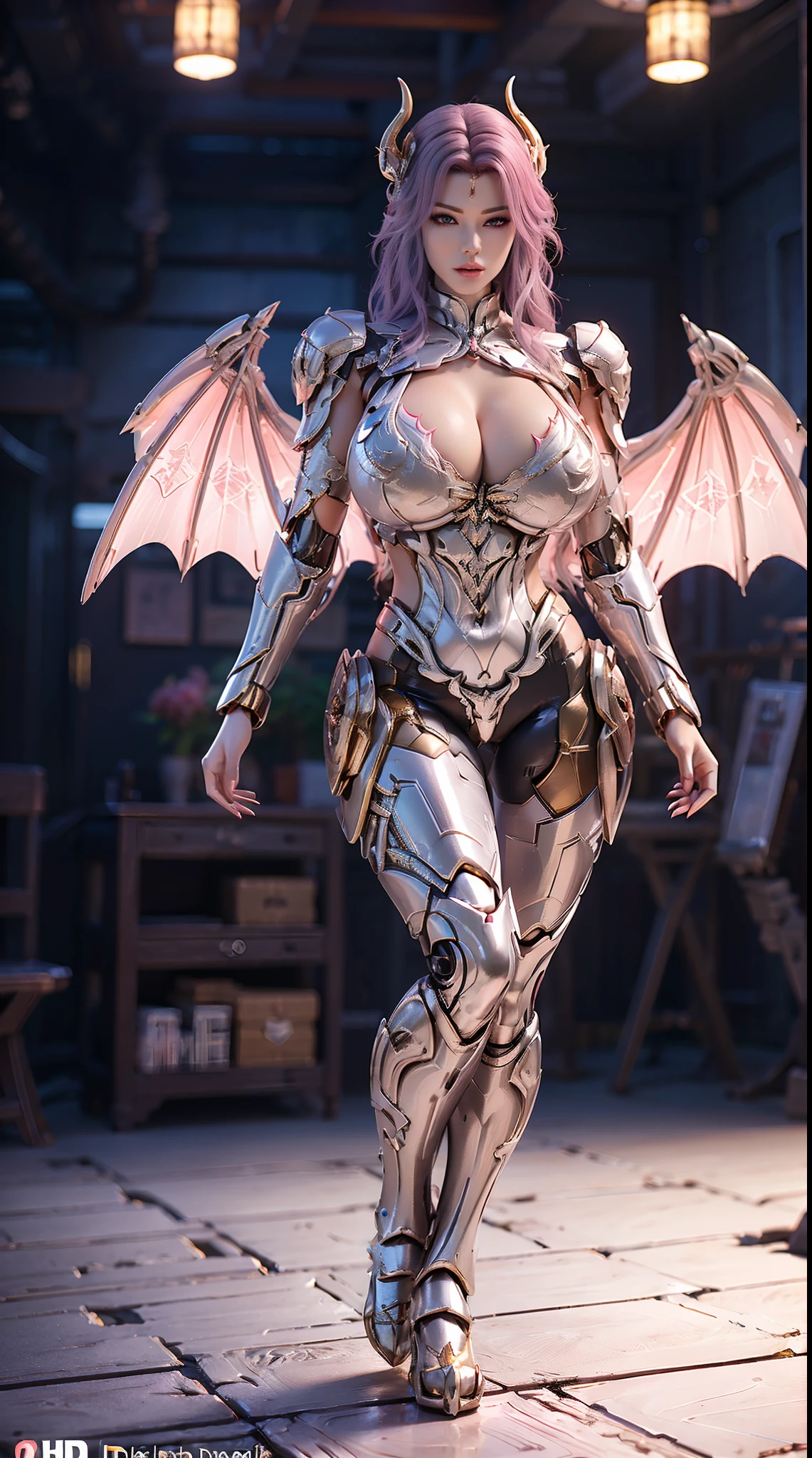 (3D REALISTIC), HUGE FAKE BOOBS, (BEAUTIFUL), (GOLD, BLACK), (PINK HAIR), DRAGON SCALE ARMORED GEAR, FUTURISTIC DRAGON MECHA SUIT, (CLEAVAGE), ((LARGEST MECHA DRAGON 2 WINGS)), (SKINTIGHT YOGA PANTS), (TALL LEGS), FRONT, (STANDING), SLENDER SEXY BODY, MUSCLE ABS, UHD, 8K, 1080P.