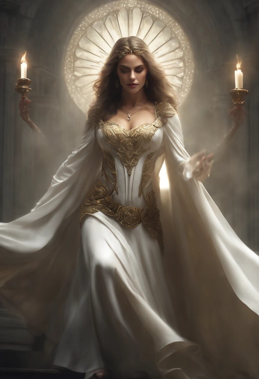 Detalhes altos, melhor qualidade, 8k, [ultra detalhado], master part, melhor qualidade, (extremamente detalhado), Dynamic angle, tiro ultra largo, fotorrealista, arte de fantasia, arte dnd, Arte de RPG, arte realista de fantasia sombria, uma imagem ultra ampla de um ser humano feminino (Detalhes intensos, master part, melhor qualidade: 1.5) Deusa da morte ((pale white magical aura)), Controlling a spinning spell (Detalhes intensos, master part, melhor qualidade: 1.5), Manipular [[magical sigils]] (Detalhes intensos, master part, melhor qualidade: 1.5), Human female, cabelos pretos, pale skin, long hair with pale white aura, hair with pale touch, olhos brancos, pale eyes, olhos intensos, ((olhos brilhantes)), vestido preto (Detalhes intensos, master part, melhor qualidade: 1.5), Capa vermelha (Detalhes intensos, master part, melhor qualidade: 1.5), a skull in the hand (Detalhes intensos, master part, melhor qualidade: 1.5), Templo da Morte da Fantasia, Background Story, gothic art ((atmosphere of divine worship)), Detalhes altos, melhor qualidade, Altas, Ultra Grande Angular@