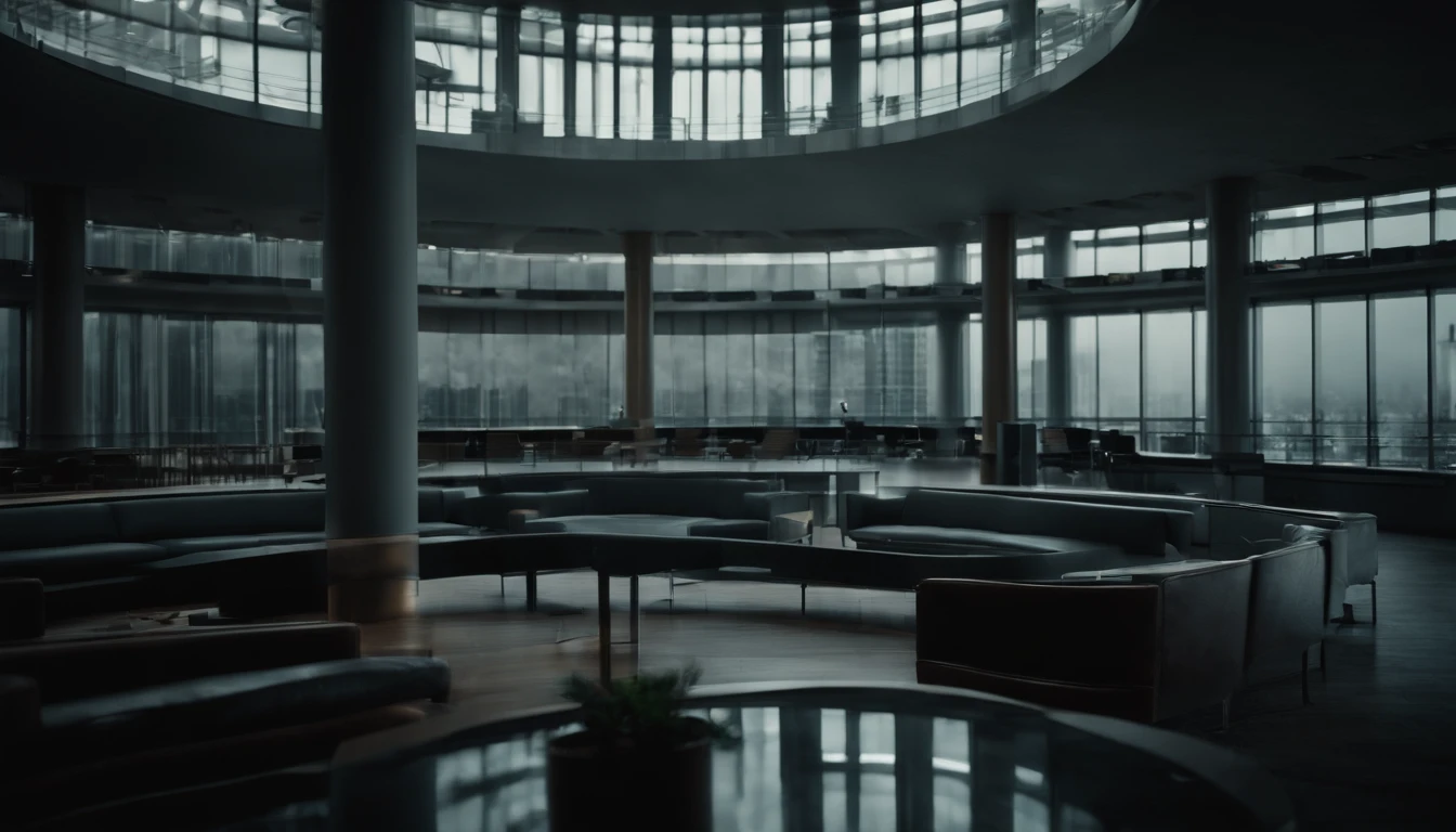 a dystopia with lots of Brutalist architecture
