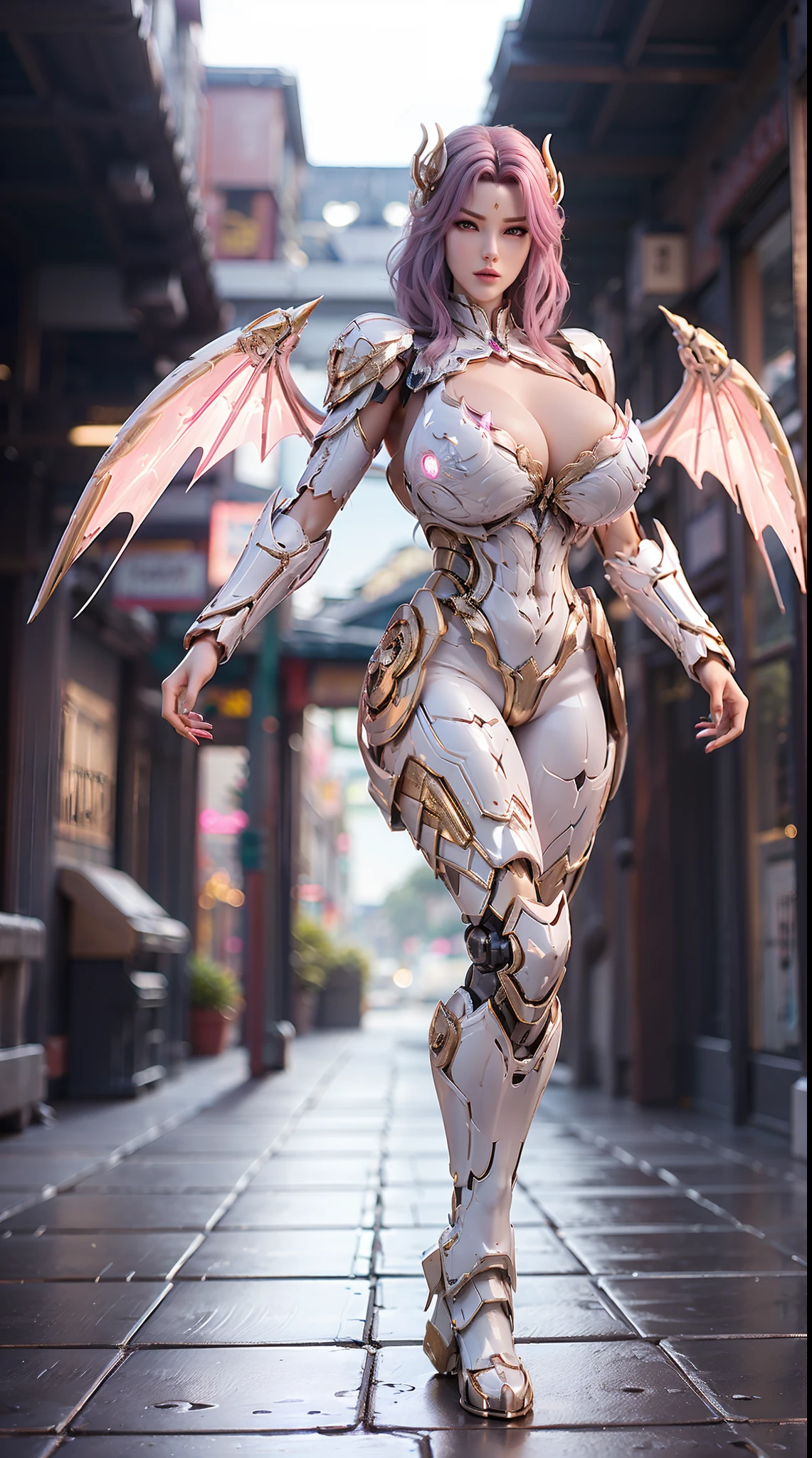 (3D REALISTIC), HUGE FAKE BOOBS, (BEAUTIFUL), (GOLD, BLACK), (PINK HAIR), DRAGON SCALE ARMORED GEAR, FUTURISTIC DRAGON MECHA SUIT, (CLEAVAGE), ((LARGEST MECHA DRAGON 2 WINGS)), (SKINTIGHT YOGA PANTS), (TALL LEGS), FRONT, (STANDING), SLENDER SEXY BODY, MUSCLE ABS, UHD, 8K, 1080P.