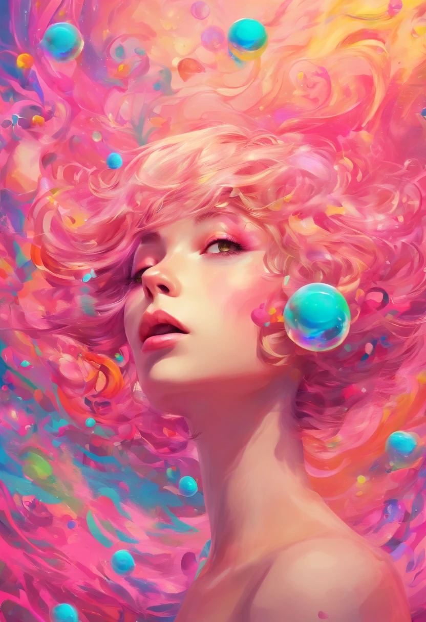 ((top-quality, 8K)), (Realistic), (Face Focus: 1.1), (blue and pink: 1.3), Kawaii Girl, short-hair,
Hair fluttering in the wind, Facing to the side, Look up at your face, Eyes closed, (Sleeveless: 1.1)、Skirt, D Cup Breasts, Countless soap bubbles,
