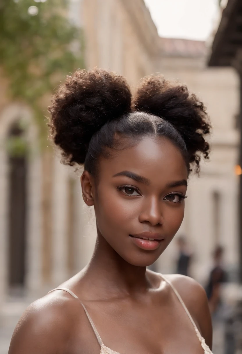 ((African dark skin, very deep ebony skin)), ((her beauty is undeniable)), ((excited cute face)), ((hyper detailed perfect eyes,)), ((cute pose)), ((tongue out)), ((seductive )), sexy, (( nude )), ((African long curly afro ponytail hair,)), (( skin)), ((standing, front view)), ((touching her own legs in a sexy pose)), ((outdoors, public city)), sharp focus cgi, photorealistic, high detail, realistic, masterpiece, absurdres, best quality, HDR, high quality, high-definition, extremely detailed, 8k wallpaper, intricate details, 8K uhd, Full-HD, (realistic photo:1.2), contrast, harsh lighting, cinematic lighting, natural lighting, hard light, backlighting, global illumination, ambient occlusion