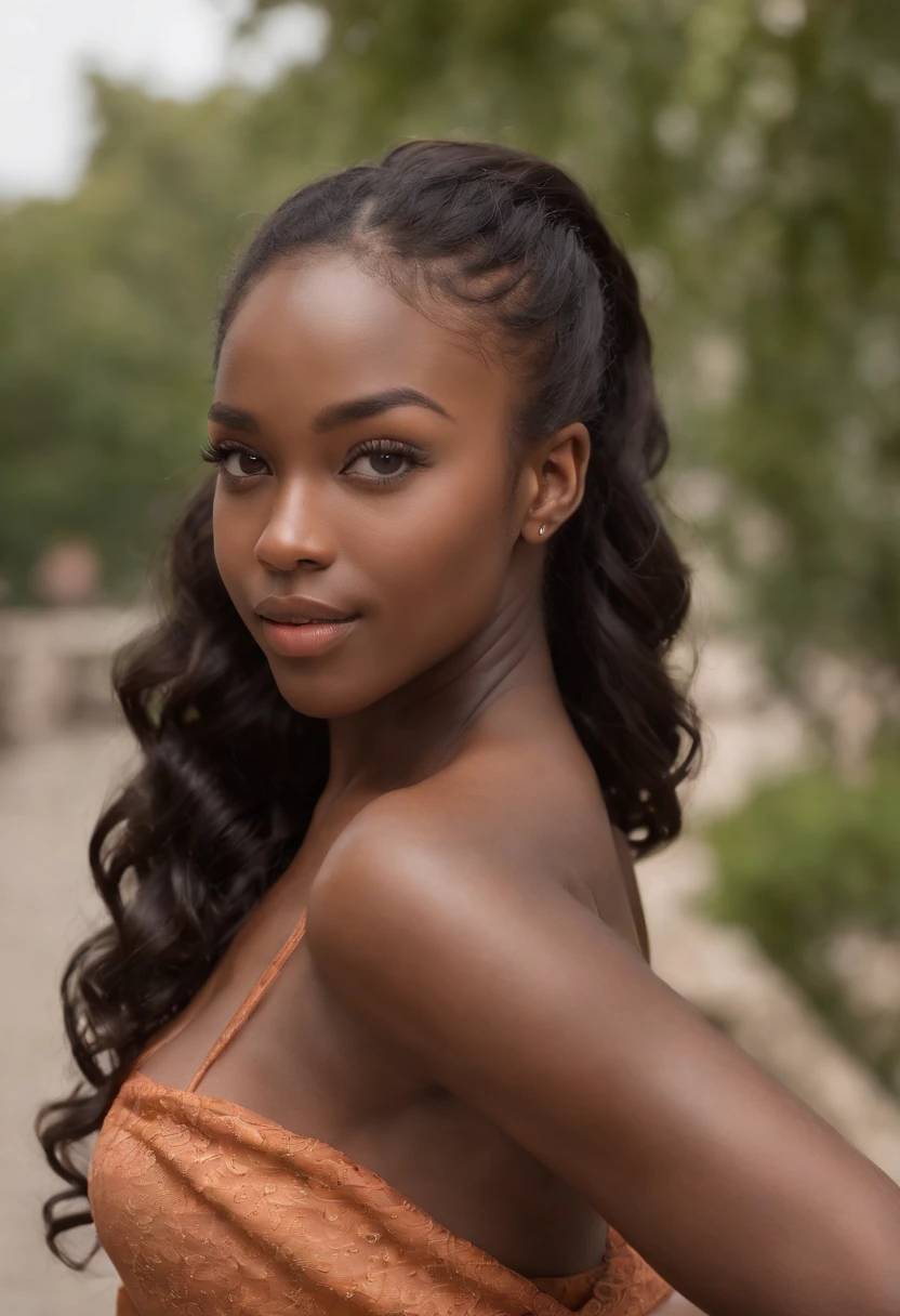 ((African dark skin, very deep ebony skin)), ((her beauty is undeniable)), ((excited cute face)), ((hyper detailed perfect eyes,)), ((cute pose)), ((tongue out)), ((seductive )), sexy, (( nude )), ((African long curly afro ponytail hair,)), (( skin)), ((standing, front view)), ((touching her own legs in a sexy pose)), ((outdoors, public city)), sharp focus cgi, photorealistic, high detail, realistic, masterpiece, absurdres, best quality, HDR, high quality, high-definition, extremely detailed, 8k wallpaper, intricate details, 8K uhd, Full-HD, (realistic photo:1.2), contrast, harsh lighting, cinematic lighting, natural lighting, hard light, backlighting, global illumination, ambient occlusion