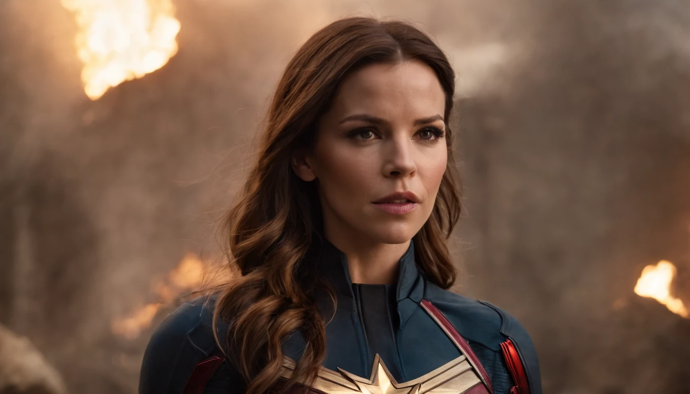 Kate Beckinsale usa um traje detalhado de metal do Homem-Aranha, Photos of fashionable women with angry expressions, seios grandes, Superhero pose, Standing in a ruined city at sunset, Ultra - Detalhado, smoke billowing, Spark of Light, sunlight, (8k), Realistic, symmetric, Premiado, cinematographic lightning, embebido, Film, 75 millimeters, Scratches, tiro de corpo inteiro, Close-up, Roupas rasgadas e sujas, Rosto detalhado,