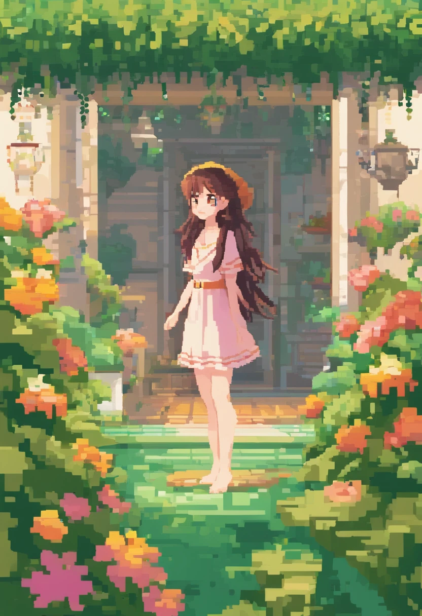 a girl in a garden,illustration,pasto,oil painting,2girls,(best quality,4k,8k,highres,masterpiece:1.2),extremely detailed eyes and face,beautiful detailed eyes,beautiful detailed lips,longeyelashes,ultra-detailed,vivid colors,sharp focus,physically-based rendering,portraits,studio lighting,bokeh,green and vibrant colors,natural sunlight