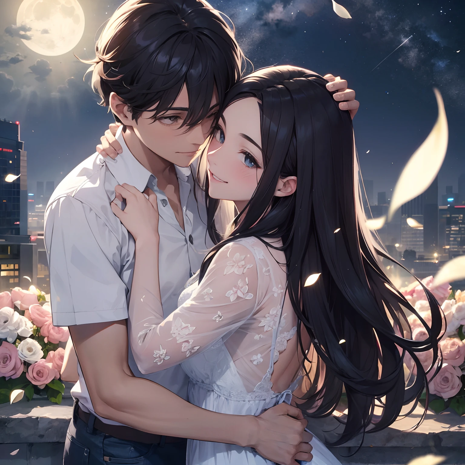 Like the moonlight in the sky, Cerejeiras, petals falling, We knew our love was the best, For in each other's arms we lie, How the Stars Went Out to Play. Parque dos sonhos, Cerejeiras, petals falling, a garota tem olhos azuis vibrantes, vestido elegante sem nudez, O homem mais velho,((mais alto que ela)), se olham apaixonados, sorriem.