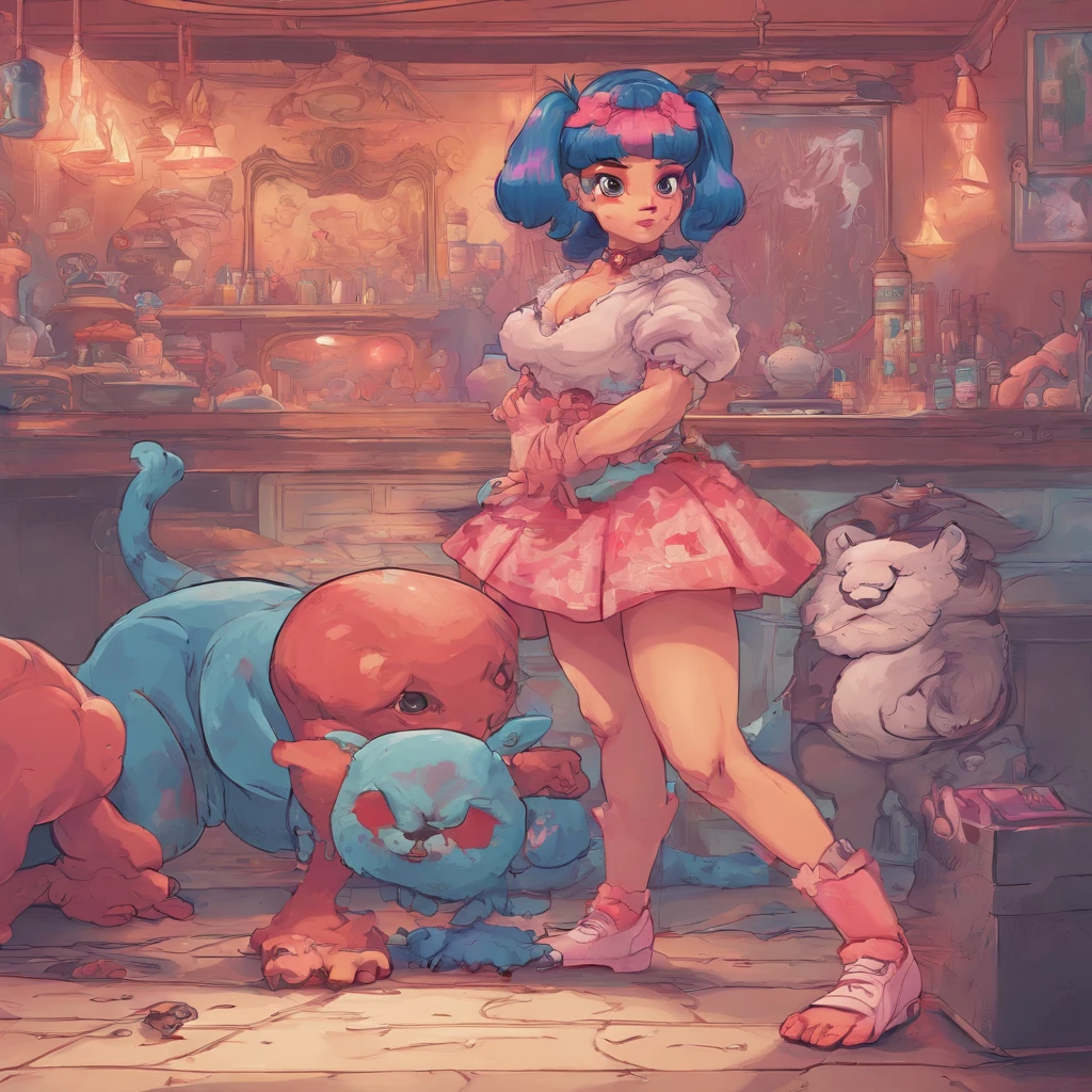 Cute Melanie Martinez como uma personagem de anime muito bonito, personagem de desenho animado, Unreal Engine Warm Interior Lighting Art Station Pintura Digital Detalhada Design de Personagens Mark Ryden Pixar Hayao Miyazaki Unreal 5 Dazz Hyper Real - Octane Neon Rendering