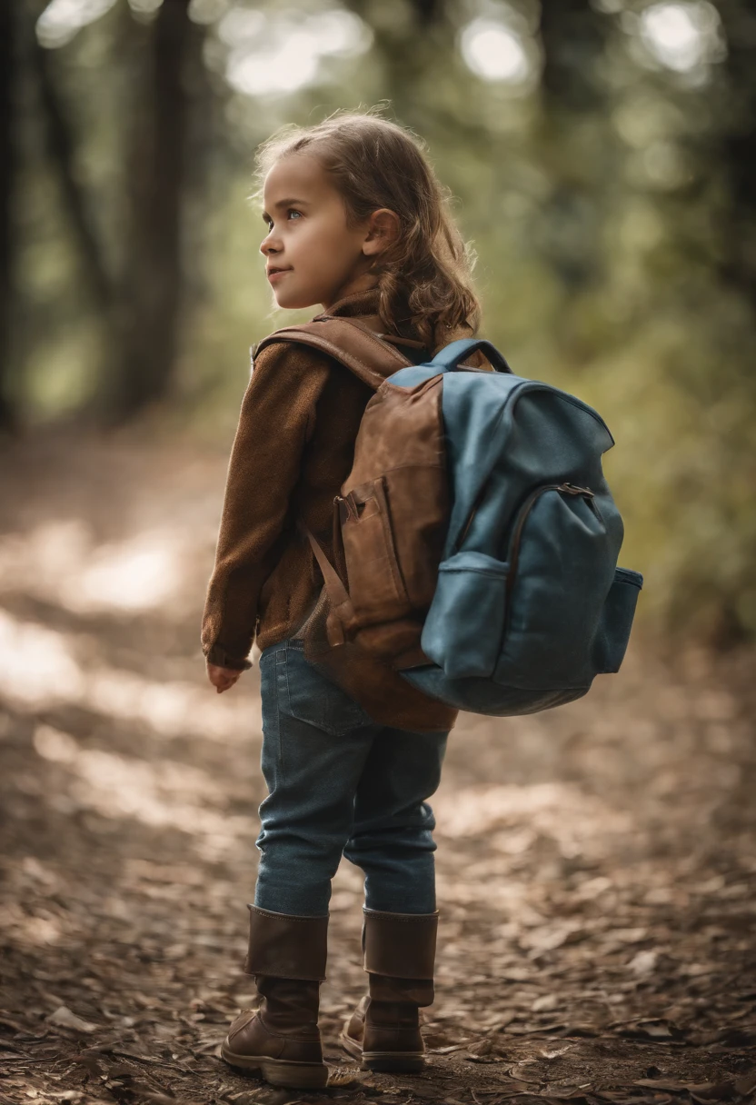 Realistic image of a girl wearing a backpack