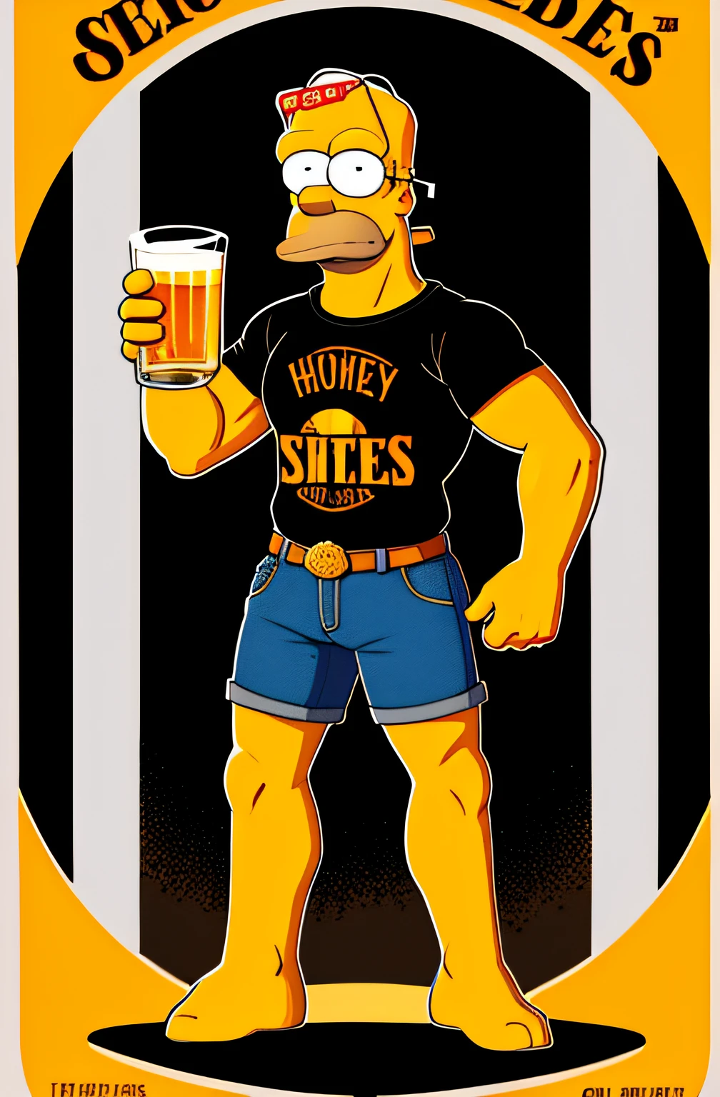 logo do homer sipsons com um terno preto segurando uma cerveja