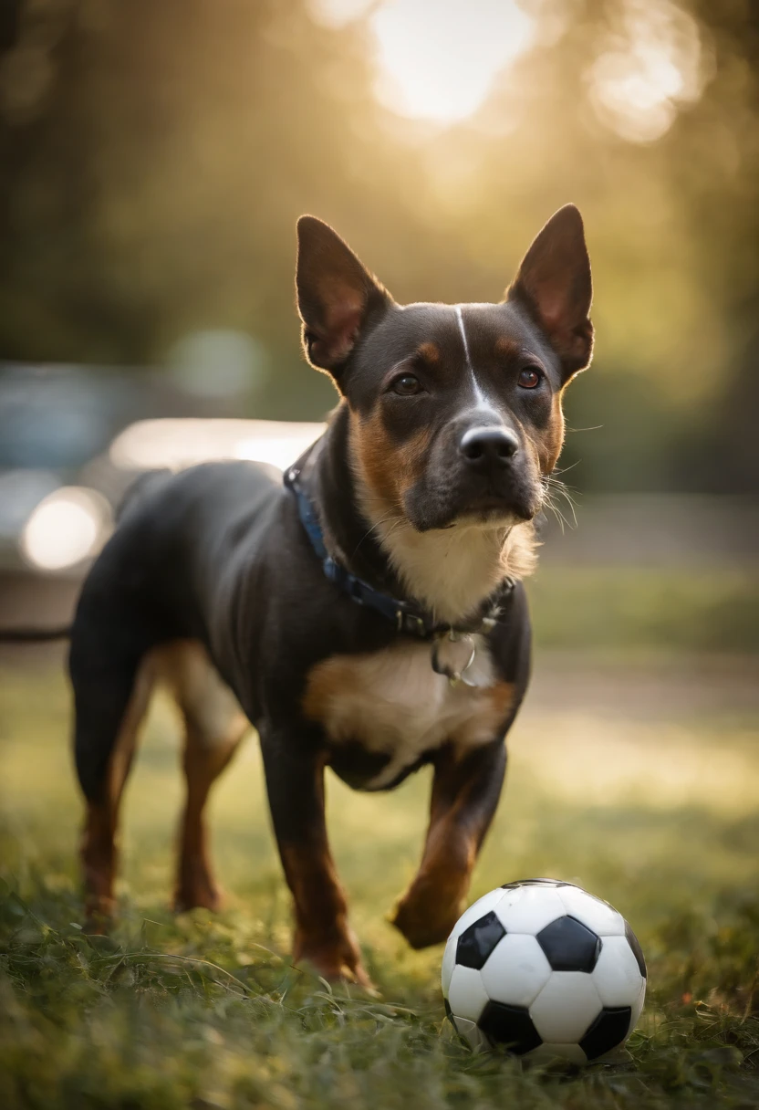 a spectacular animals sport photo in a dog soccer match, Professional photography, bokeh, natural lighting, canon lens, shot on dslr 64 megapixels sharp focus Professional photography, bokeh, natural lighting, canon lens, shot on dslr 64 megapixels sharp focus