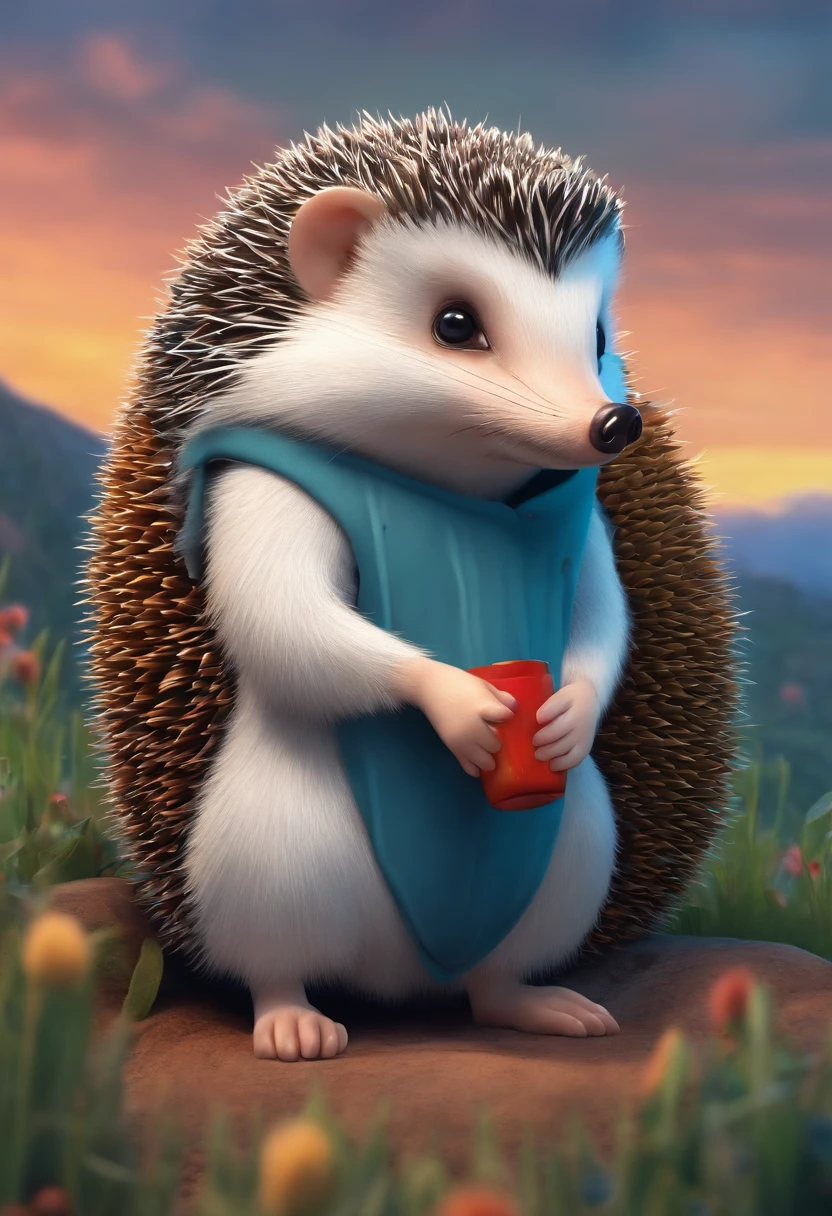 imagem pop punk, estilo cartoon netwoork, colorida, realista, radical, of a hedgehog