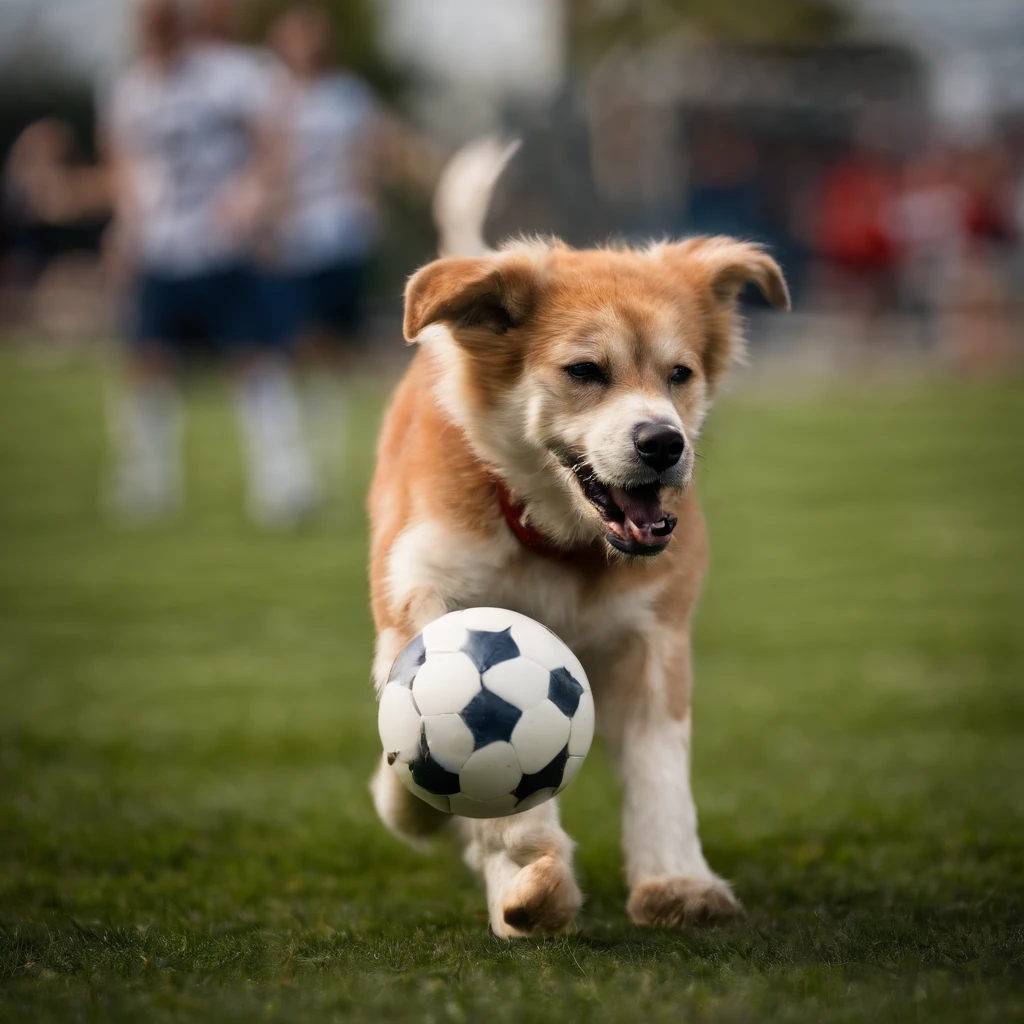 a spectacular animals sport photo in a dog soccer match, Professional photography, bokeh, natural lighting, canon lens, shot on dslr 64 megapixels sharp focus Professional photography, bokeh, natural lighting, canon lens, shot on dslr 64 megapixels sharp focus