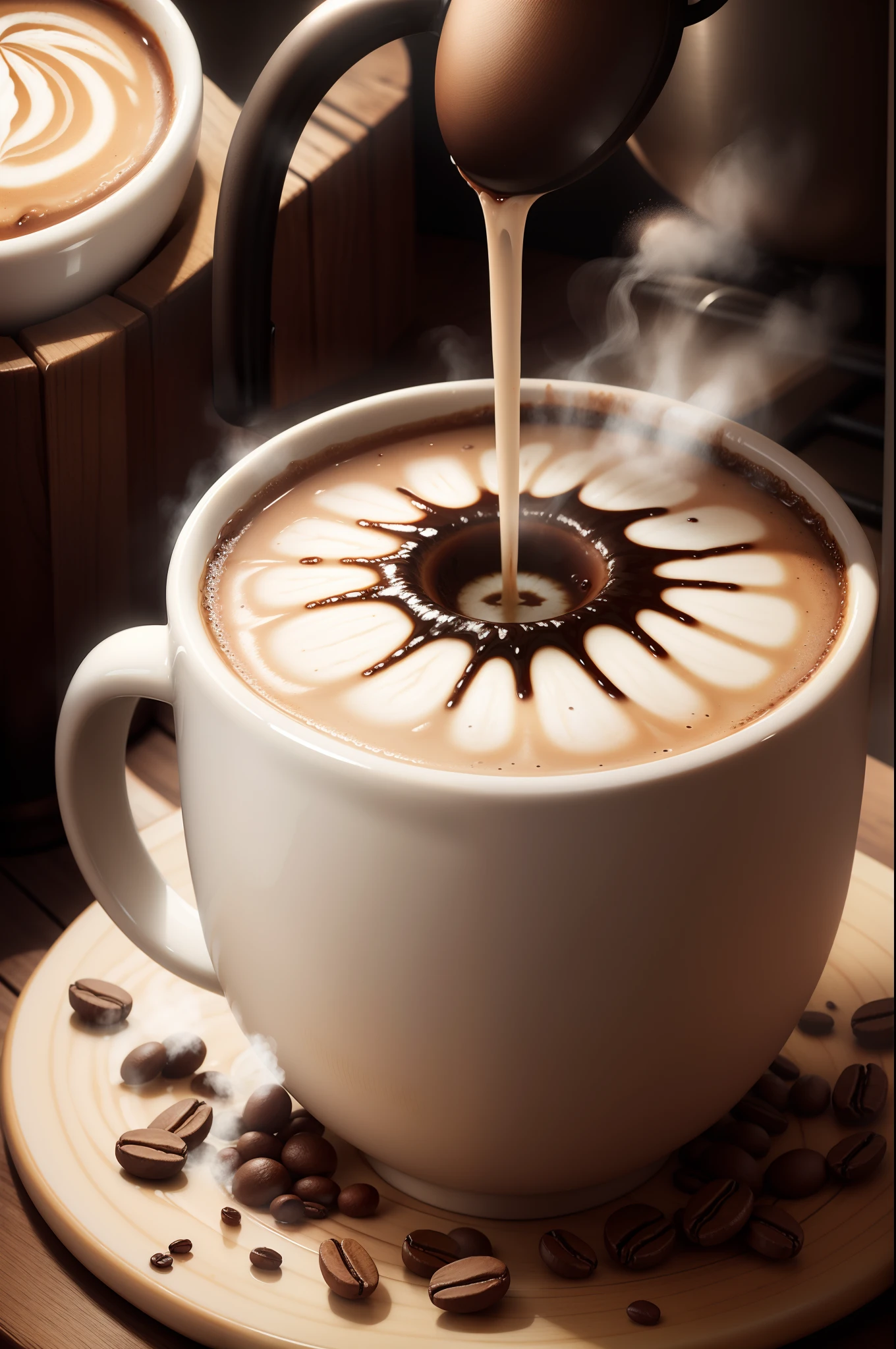 Steaming coffee
