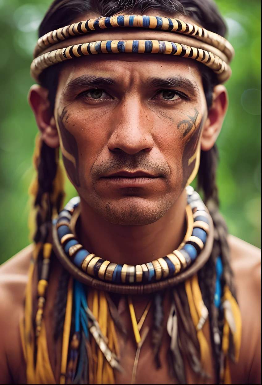Humanized hyperrealistic image of extreme beauty and perfection of a man with a headdress and a necklace around his neck, ayahuasca shaman, indigenous man, anthropological photography, marcas tribais faciais, the ayahuasca spirit, tribo antiga, amazon indian peoples in brazil, Retrato tirado 16 K, Indigenous, ayahuasca, Shaman, Retrato de um guerreiro, portrait of a digital shaman, antropologia fotografia, . . Ben Affleck como Batman 16k, highes definition, rosto detalhado, rosto detalhado, olhos detalhados, terno detalhado, estilo DC, hiper-realista, + Cinematographic shot + dynamic compositing, incrivelmente detalhado, nitidez, detalhes + detalhes soberbos + noite com luz + perfeccionismo + realismo premiado ((soft-lighting))