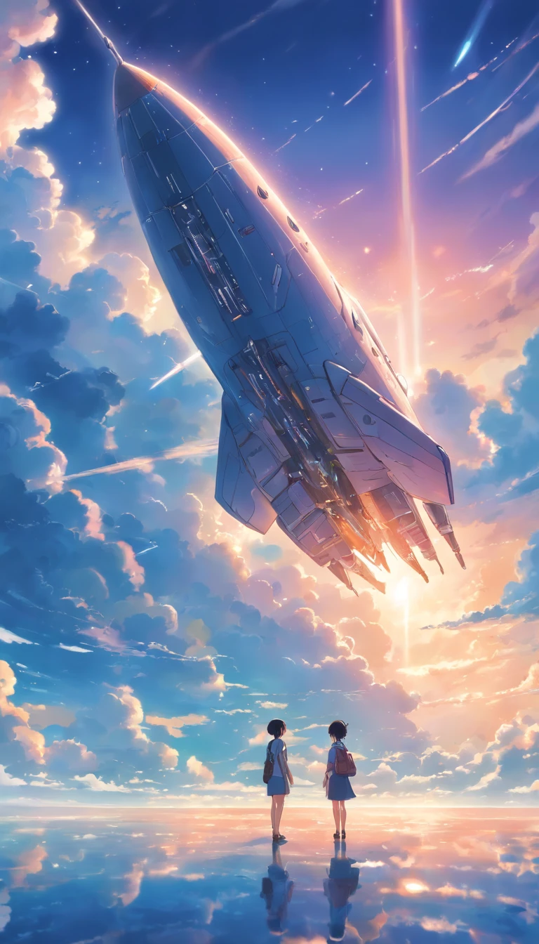 The huge spaceship on the cloud is breathtaking, Highly detailed, 8K, Use, Affectionate, Ultra photo realsisim, scenery