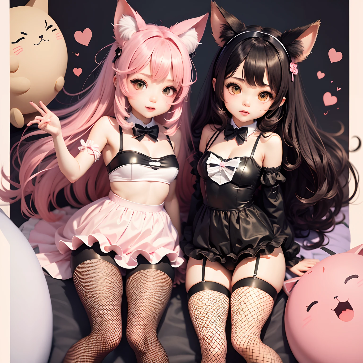Chibi、1:1 style、Lori Cat Girl、Bunny Girl Costume、fishnet tights