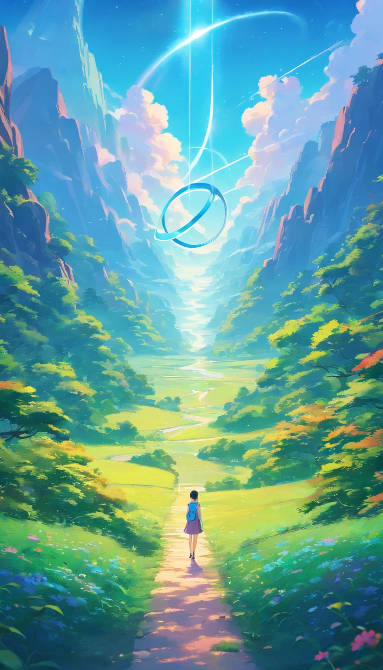 Infinity symbol,3 d model,Colorful colors,Landscape background