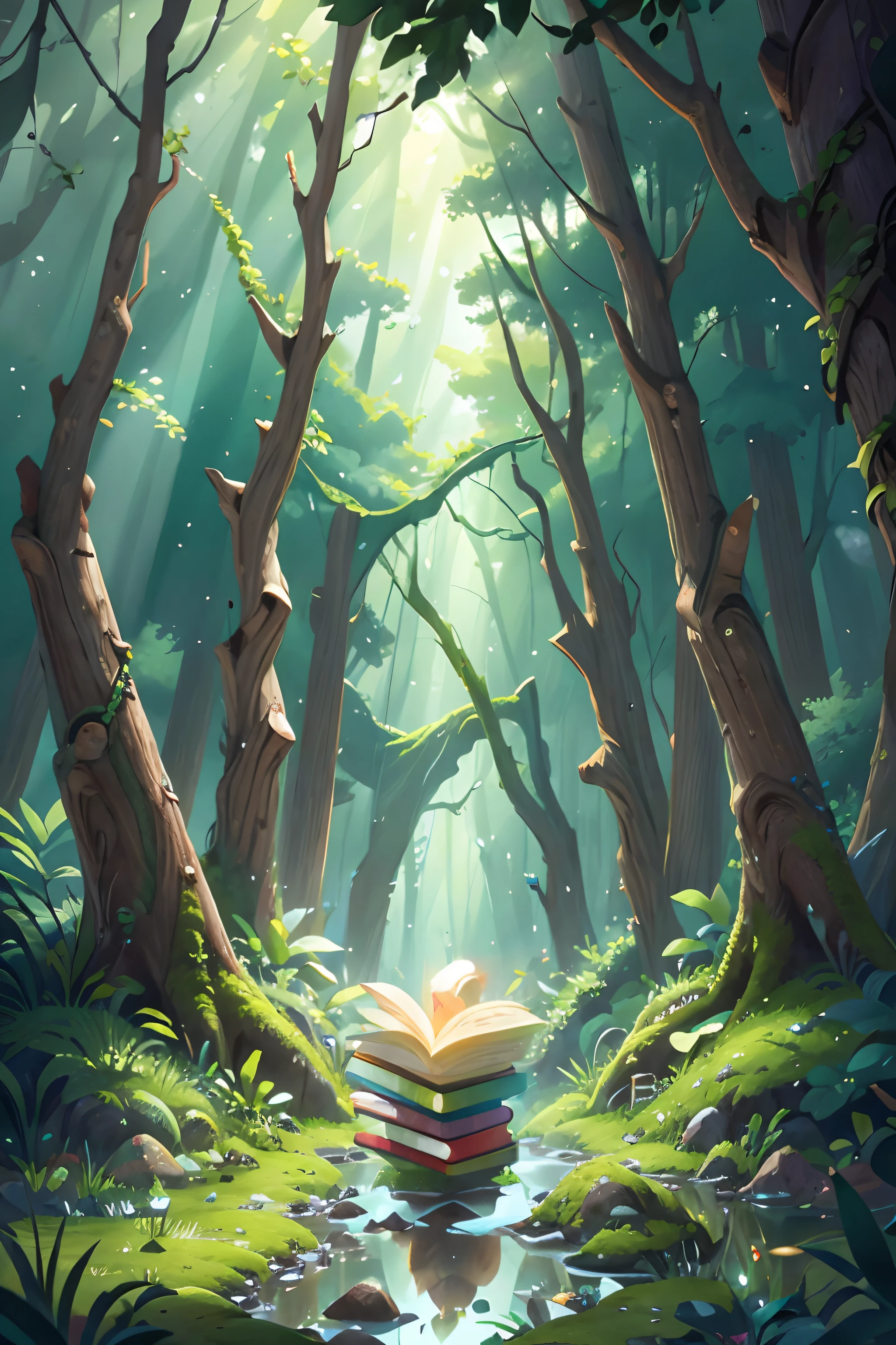 Um livro aberto emanando luz