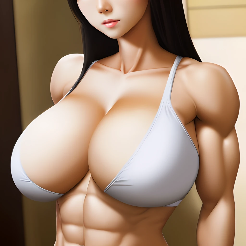 Muscular Japanese woman with big breast.