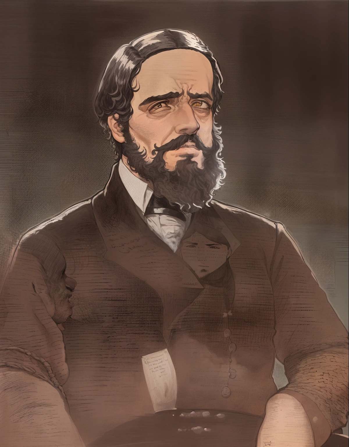 homem arafed com barba e cachimbo de terno, Guilherme Adolfo, inspirado em Francisco Oller, tirada em meados de 1800, Holman Hunt, Directed by: Henry Otto Wix, Adrien Henri Tanoux, Abraham Teerlink, situado em 1 8 6 0, situado em 1860, Alexandre Chaudret