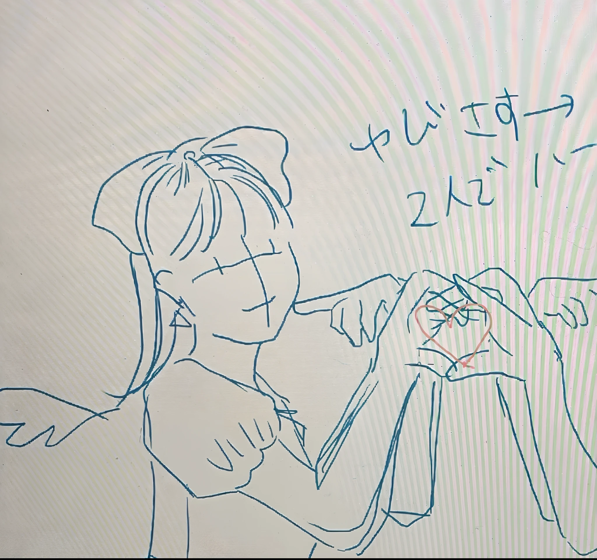 Drawing of two women holding hands, nixeu and sakimichan, line-drawing!!, by Naka Bokunen, Fighting Pose, pudica pose gesture, outlined!!!, Twin-tailed, line-drawing!!, anime pose, anime style only, kda and sam yang, cel shaded anime, In a Japanese anime style