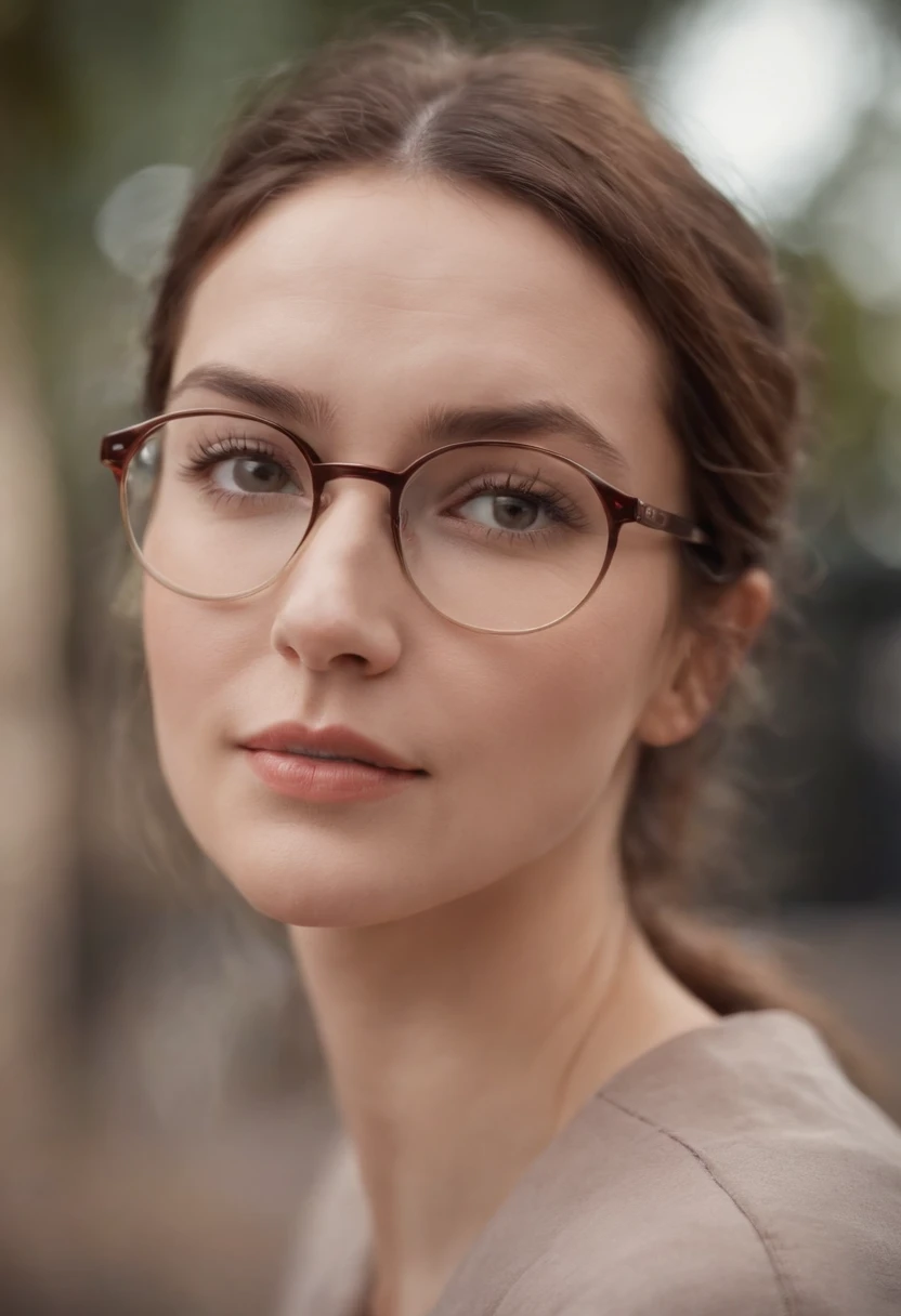 A woman wearing glasses landing for a commercial photo that will run in an internet campaign