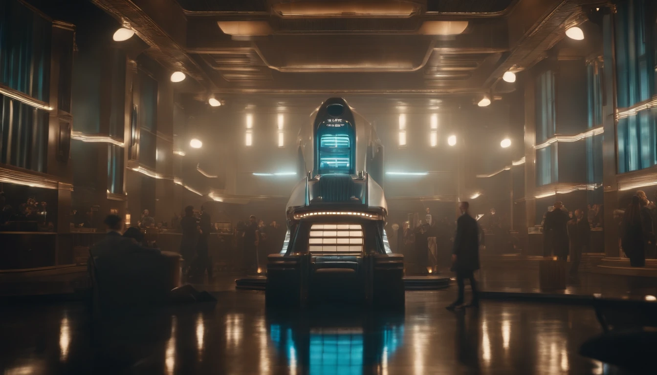 A futuristic Decopunk utopian metropolis with lots of Art Deco architecture, soft-lighting, foco nítido, qualidade 8k, Foto RAW