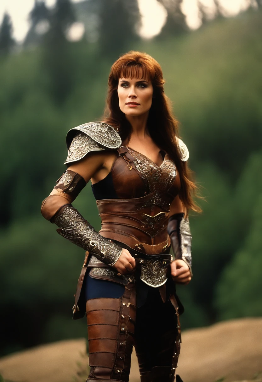 Hudson Leick Face, Callisto's leather armor from Xena