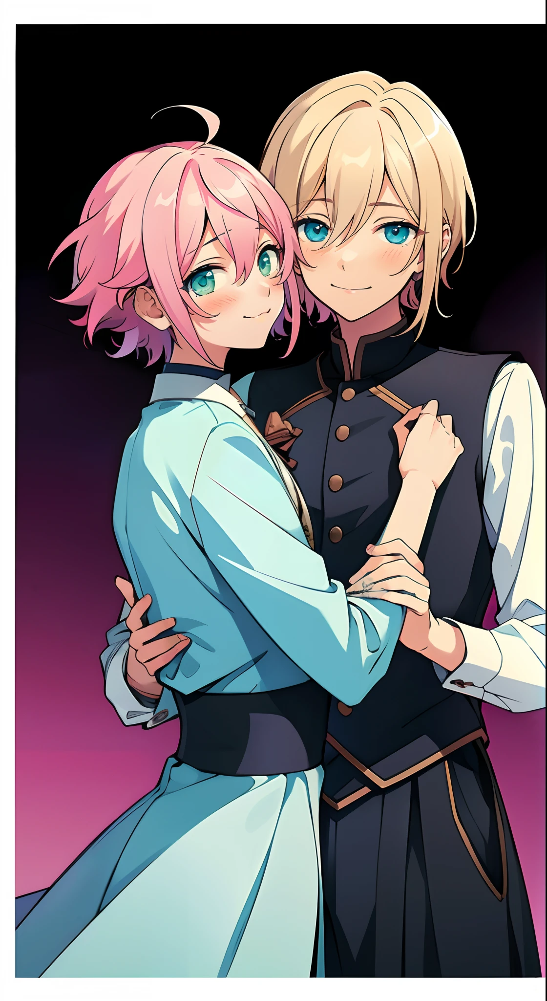 blush, detailed eyes, 2boys, happy, couple