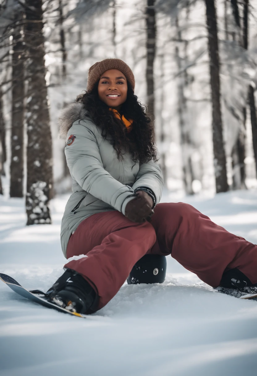 black girl sitting on the snow with his snowboard in the air, holding a snowboard, jason statham skiing, 🌻🎹🎼, by Emma Andijewska, 🦩🪐🐞👩🏻🦳, cold as ice! 🧊, wonderful masterpiece, 🕹️ 😎 🚬, by Magdalene Bärens, minna sundberg