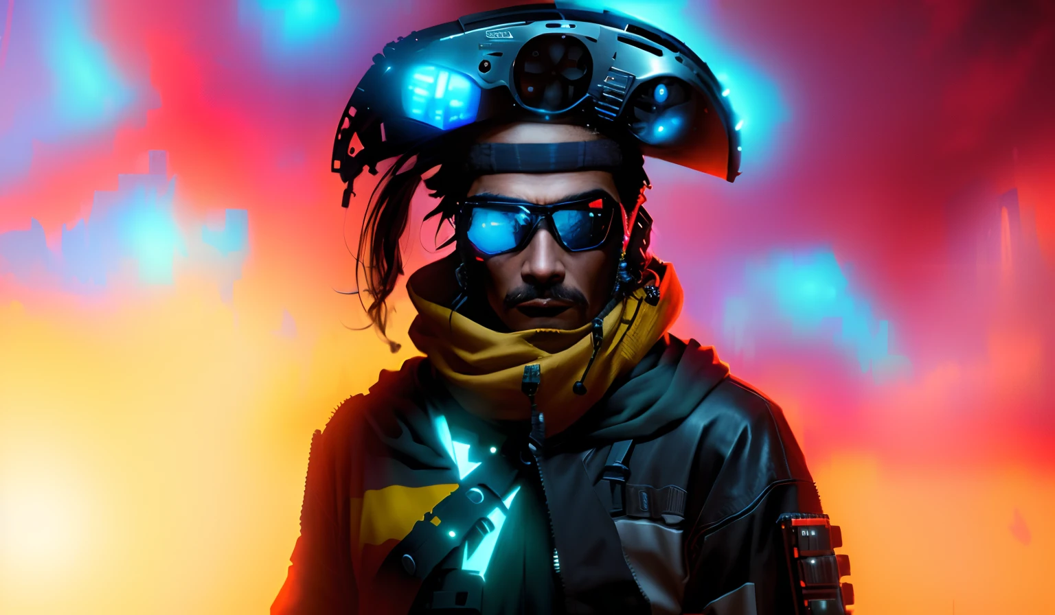 bandido cyberpunk, futuro deserto, desenho