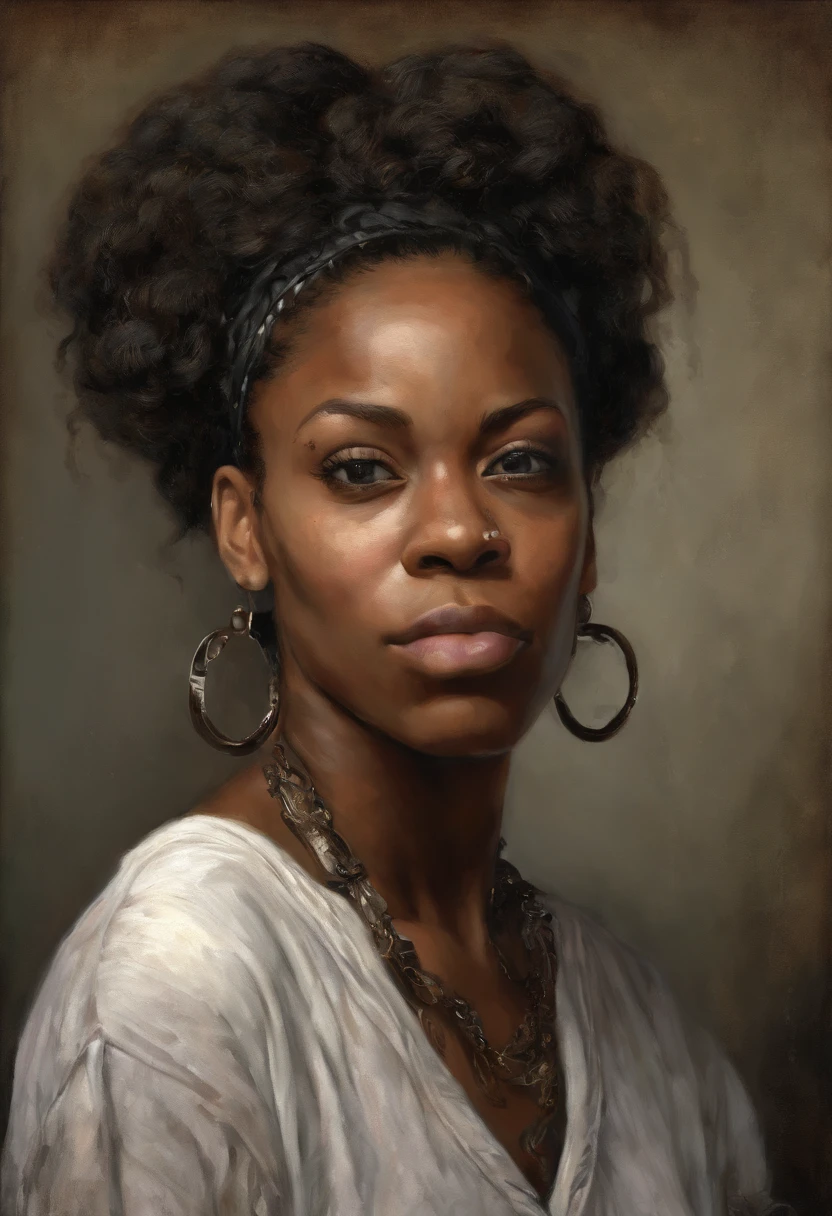 **Post-Impressionism style, black woman, introspective self-portraits, capturing the inner thoughts, emotions, and identity of black woman through evocative and introspective self-representations. --v 4 50** - (fast) --s 2