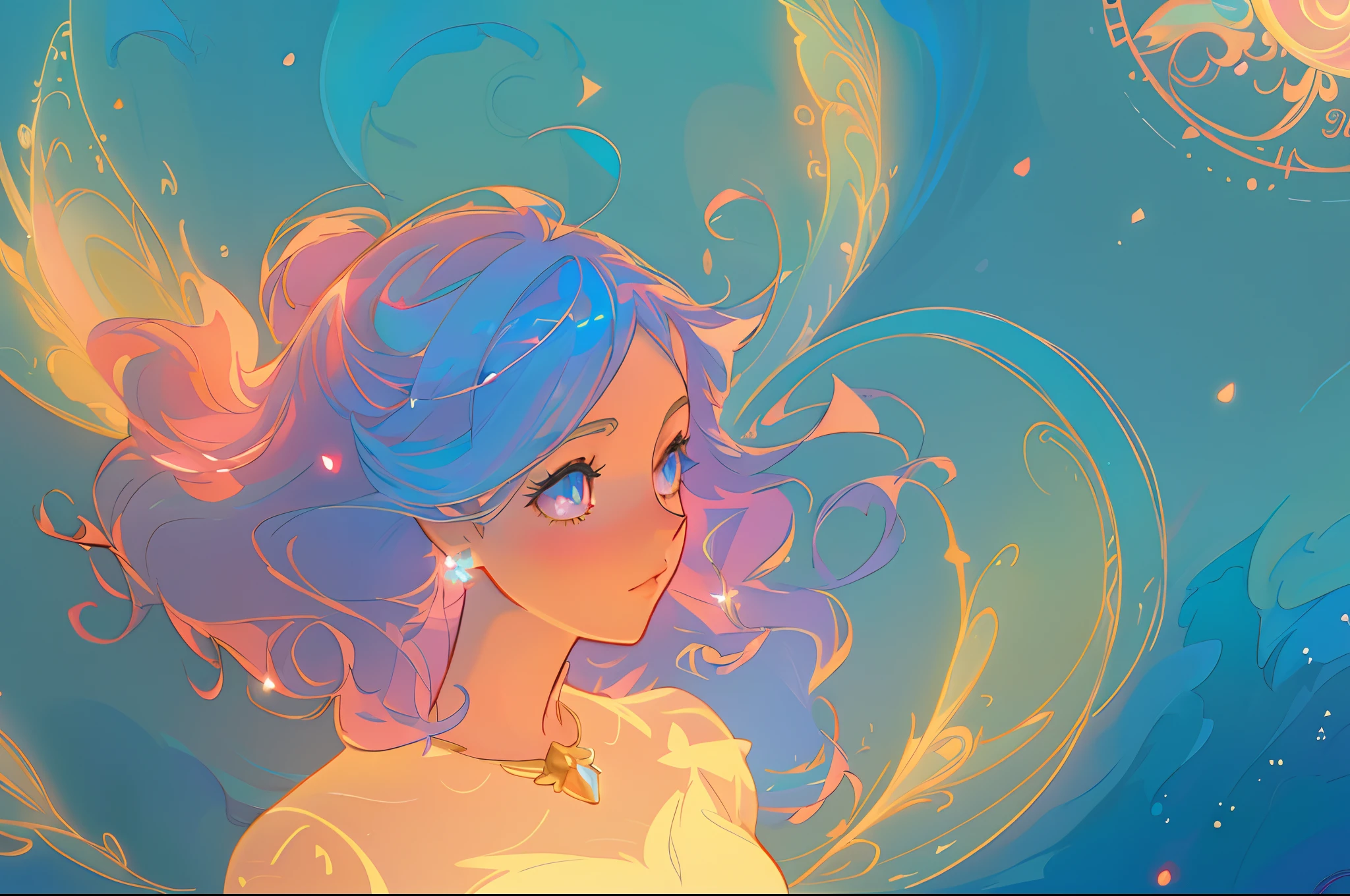 anime, princess flowing gown, glowing ethereal hair, anime girl with cosmic hair, beautiful young wind spirit, beautiful anime art style, beautiful digital illustration, inspired by Glen Keane, inspired by Lois van Baarle, disney art style, glowing aura around her, jen bartel, glowing lights, (masterpiece, best quality), sharp focus, 8k resolution, intricate detail, highly detailed, swirling lines of light, magical lights, whimsical, magical, fantasia background, pastel colors, beautiful girl, golden ratio, perfection, beautiful face, sparkling detailed eyes