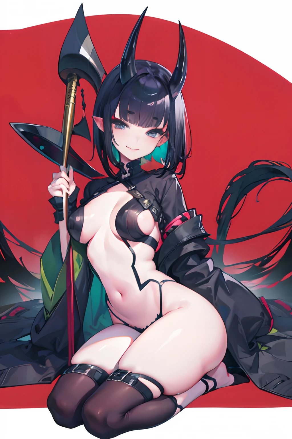 Long Full body strap suit huge tit Big ass Whip thighs seductiv a smile succubus