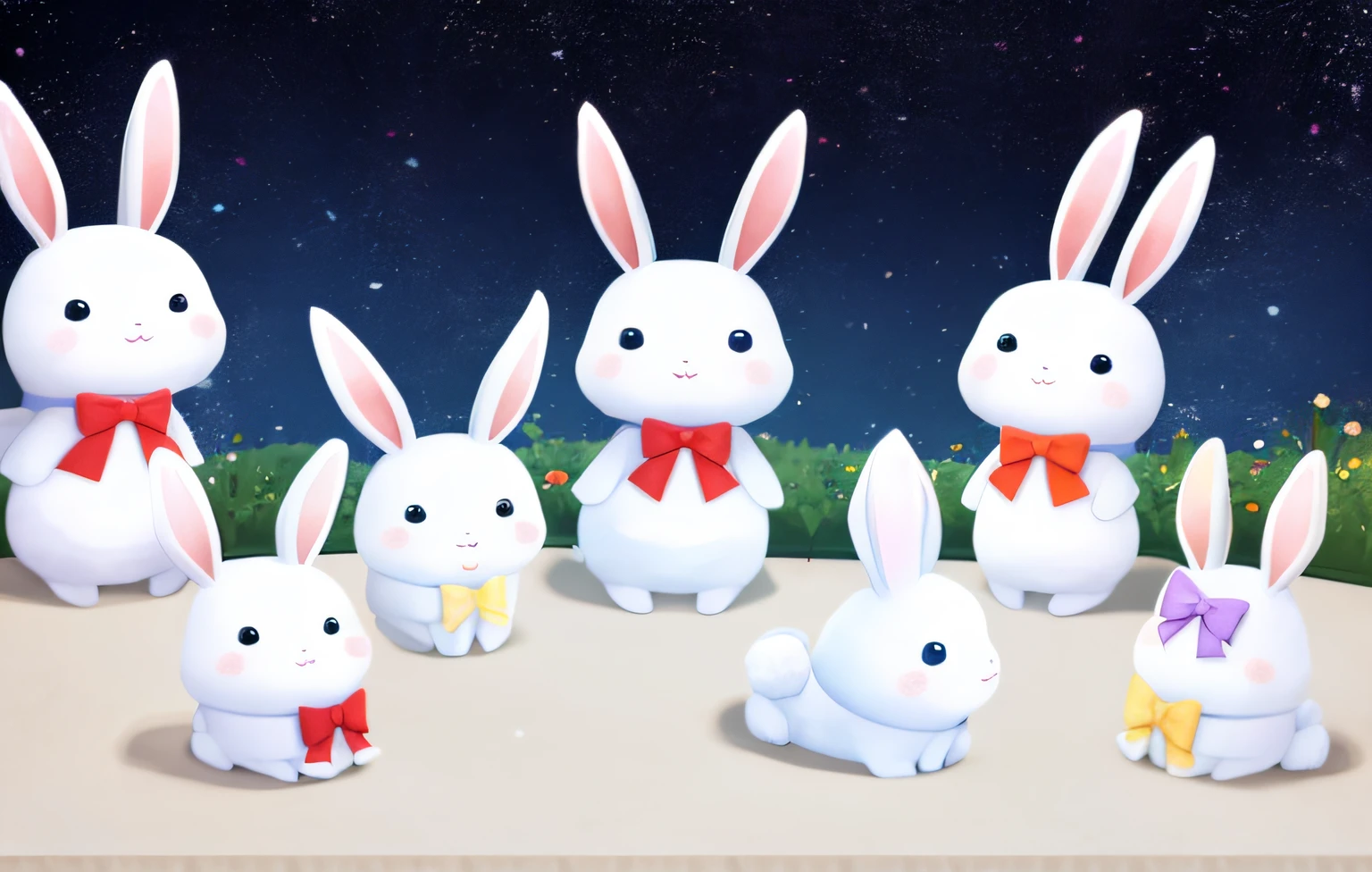 7 rabbits get along well