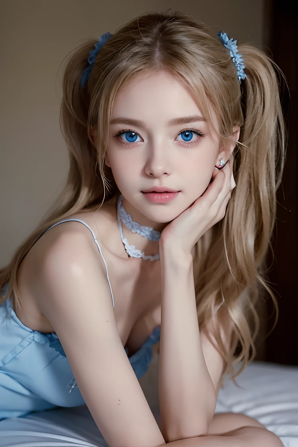 Beautiful female ice mage,posed for photo,Sky blue and gray curls,eBlue eyes,Sheer tulle dress,The expression is cold,Bokeh background, ice mountain,Fantasyart,detail-rich,电影灯光,real photograph,SLR camera,(Very detailed, reasonable design, Clear lines, High sharpness,Best quality, Masterpiece, 4K:1.2 )