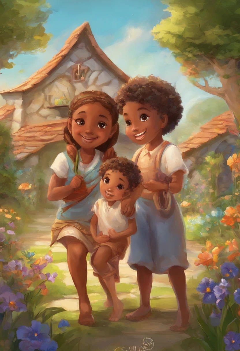 best quality, ultra-detalhado, piece of master, high resolution, papel de parede 8k, best quality, High,
((An African family)) An African family, preto, Pai. Mother and children, brincando em um jardim, Quick Hands, 5 dedos, Detailed hand, A family with happy children, brincando juntos, [corpo inteiro) , (rosto detalhado), olhos detalhados, iris detailed, Children playing happily in the garden with their parents