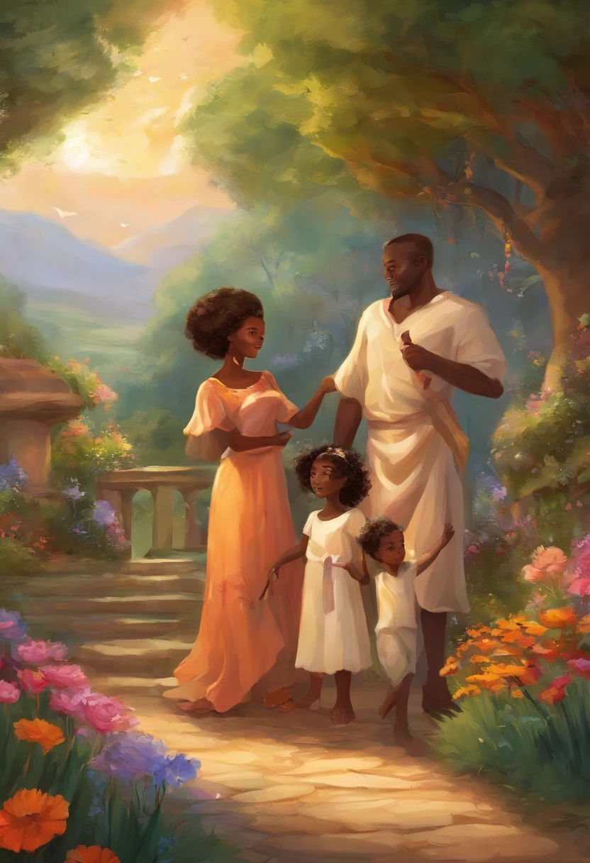 best quality, ultra-detalhado, piece of master, high resolution, papel de parede 8k, best quality, High,
((An African family)) An African family, portanto, Pai. Mother and children, brincando em um jardim, Quick Hands, 5 dedos, Detailed hand, A family with happy children, brincando juntos, [corpo inteiro) , (rosto detalhado), olhos detalhados, iris detailed, Children playing happily in the garden with their parents