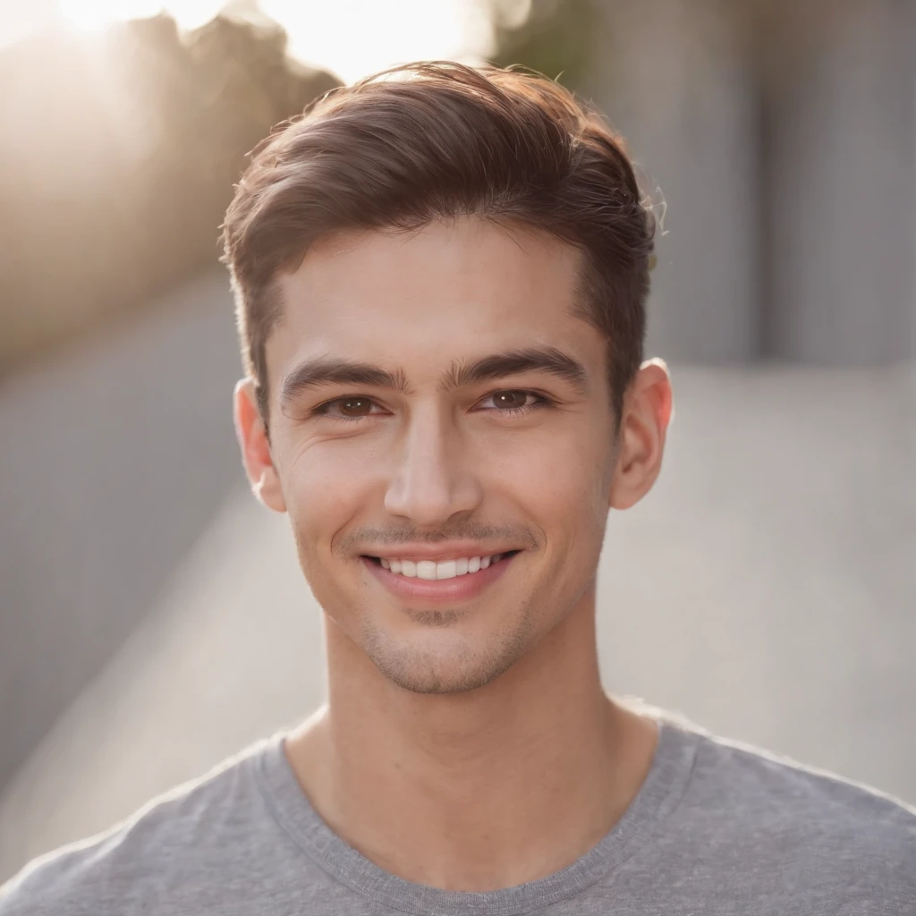 (Photo: 1.3) af (Reality: 1.3),Hispanic Americans soft light, clear face, happy, cheerful, smiling, warm light, ((grey white background)), ((gray white background)). ((grey wall background)) avatar, (long or short hair), smile, handsome, young,, short hair, smile, (medium close-up)