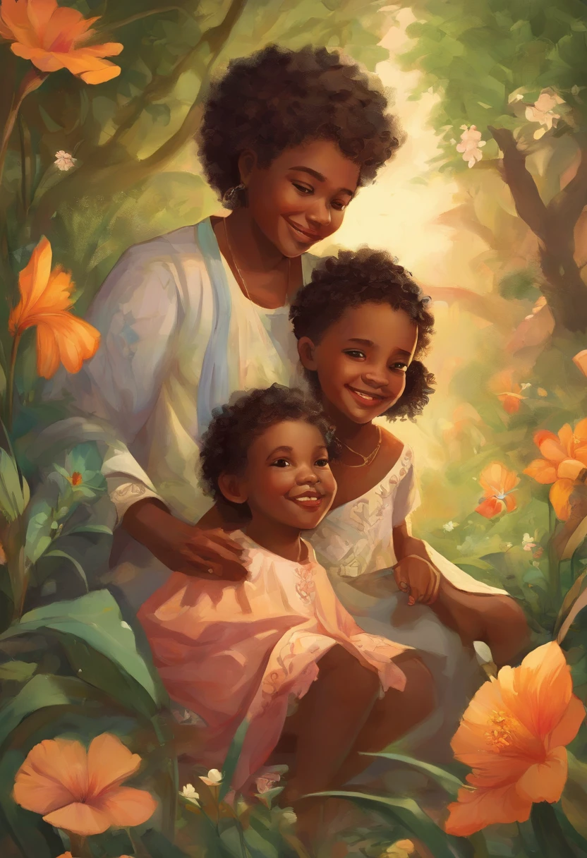 best quality, ultra-detalhado, piece of master, high resolution, papel de parede 8k, best quality, High,
((An African family)) An African family, negra, Pai. Mother and children, brincando em um jardim, Quick Hands, 5 dedos, Detailed hand, A family with happy children, brincando juntos, [corpo inteiro) , (rosto detalhado), olhos detalhados, iris detailed, Children playing happily in the garden with their parents