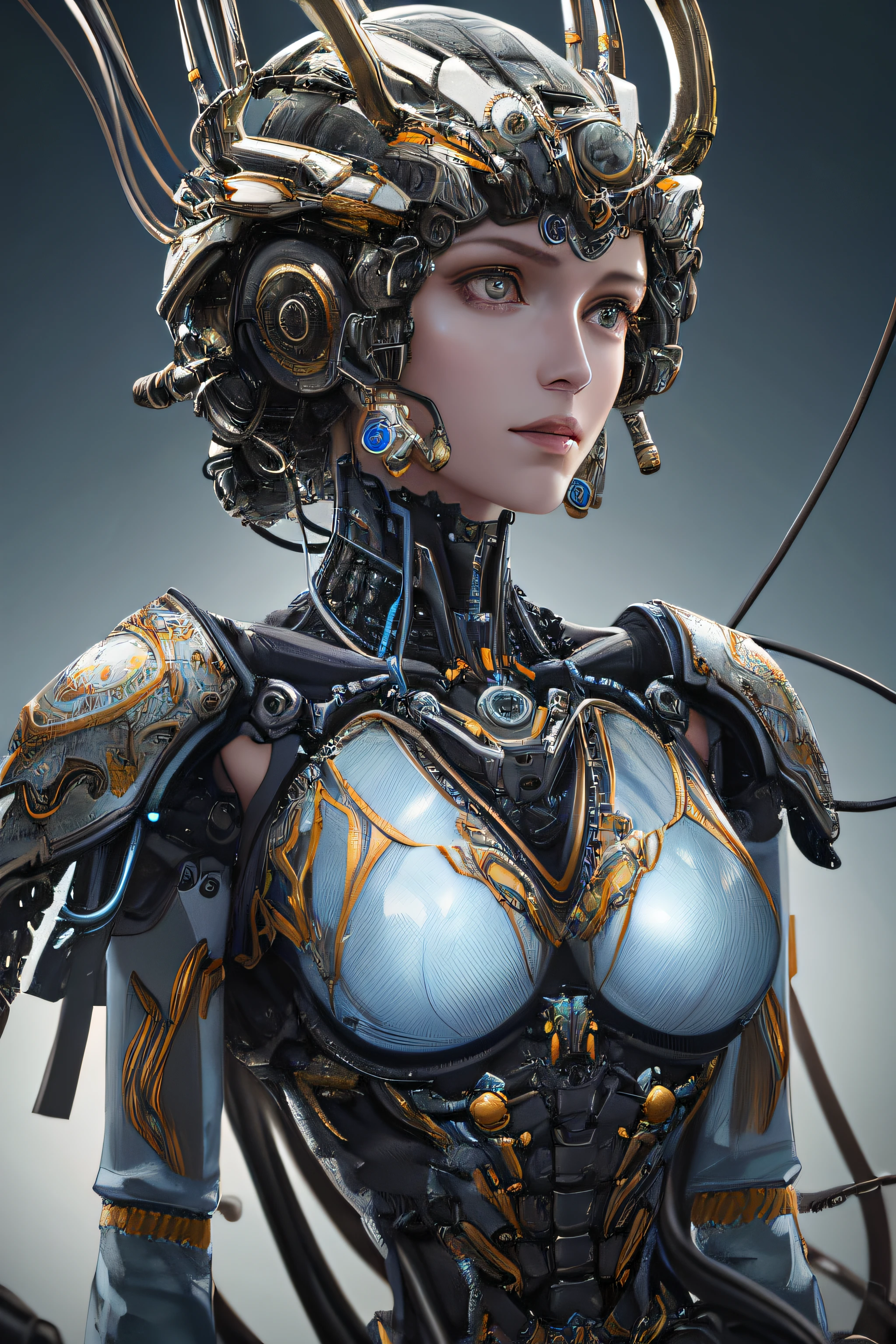 A stunning digital painting of a woman in a steampunk-inspired outfit, with intricate mechanical headgear and an ornate, futuristic background, in the style of Dmitry Kustanovich, Felicia Simion, and Ekaterina Panikanova, with delicate modeling, photobashing, glittery and shiny effects, HDR, and sharp focus, trending on ArtStation.,wonder beauty