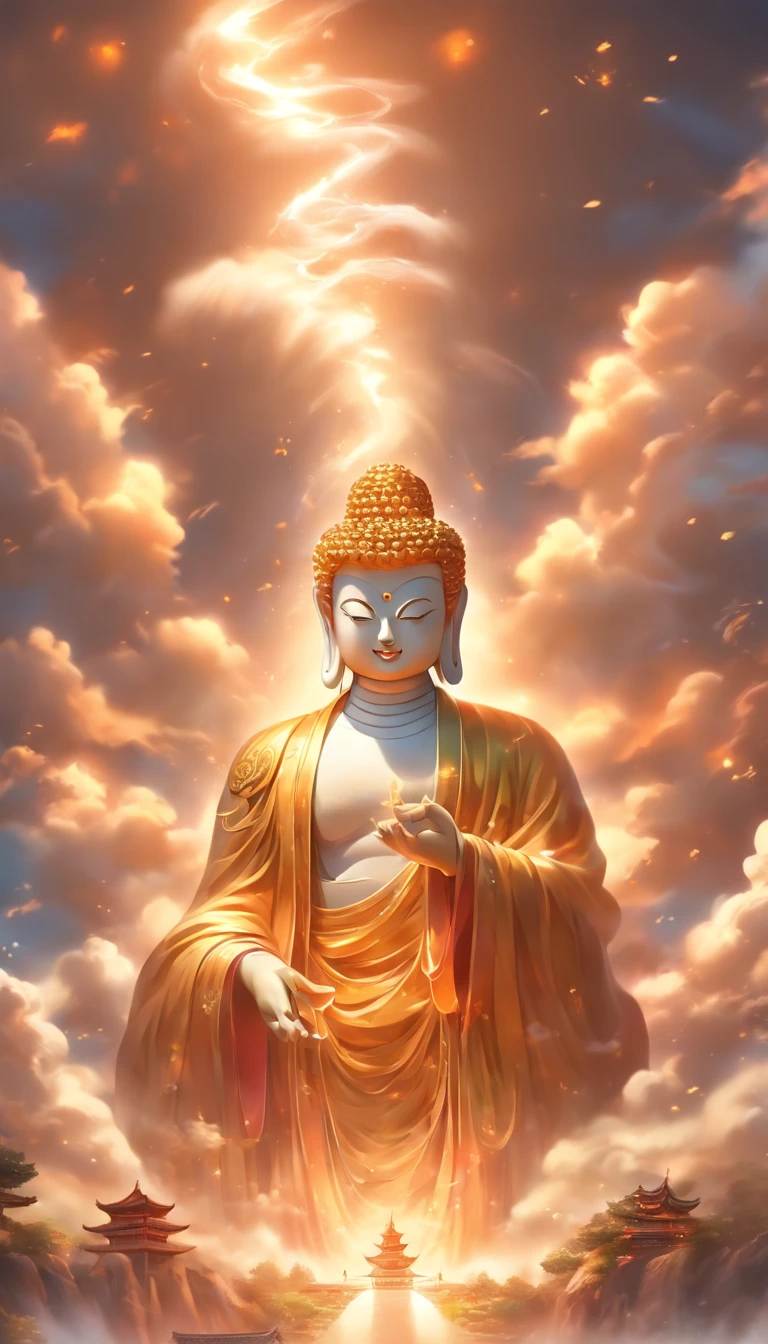 ((Masterpiece)),(Best quality)),China-style,In the sky, The clouds form a huge Maitreya Buddha statue,Gaze at the earth,Standing Buddha statue,with light glowing,Glow effects,Pilgrims on the road,Hyper-realistic,Ultra photo realsisim,Real Photographics,8K,High definition,high qulity,Works of masters,super-fine,Chinese black and white ink style,(((white colors))),Decolorization,Smudge,ink,8K,super-fine,high qulity,(((OC renderer)))