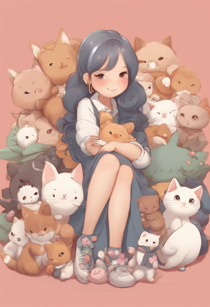 Anime girl with lots of stuffed animals and cats, cute detailed digital art, Poe Ryan Yee, Beautiful Art Style, Adorable Digital Painting, beautiful digital art, Cute detailed illustration, digital anime illustration, 3D rendering of official art, Official art of high detail, Official illustration of the character, anime stylized, kawaii hq render, pokemon art style, cute illustration, detailed fan art