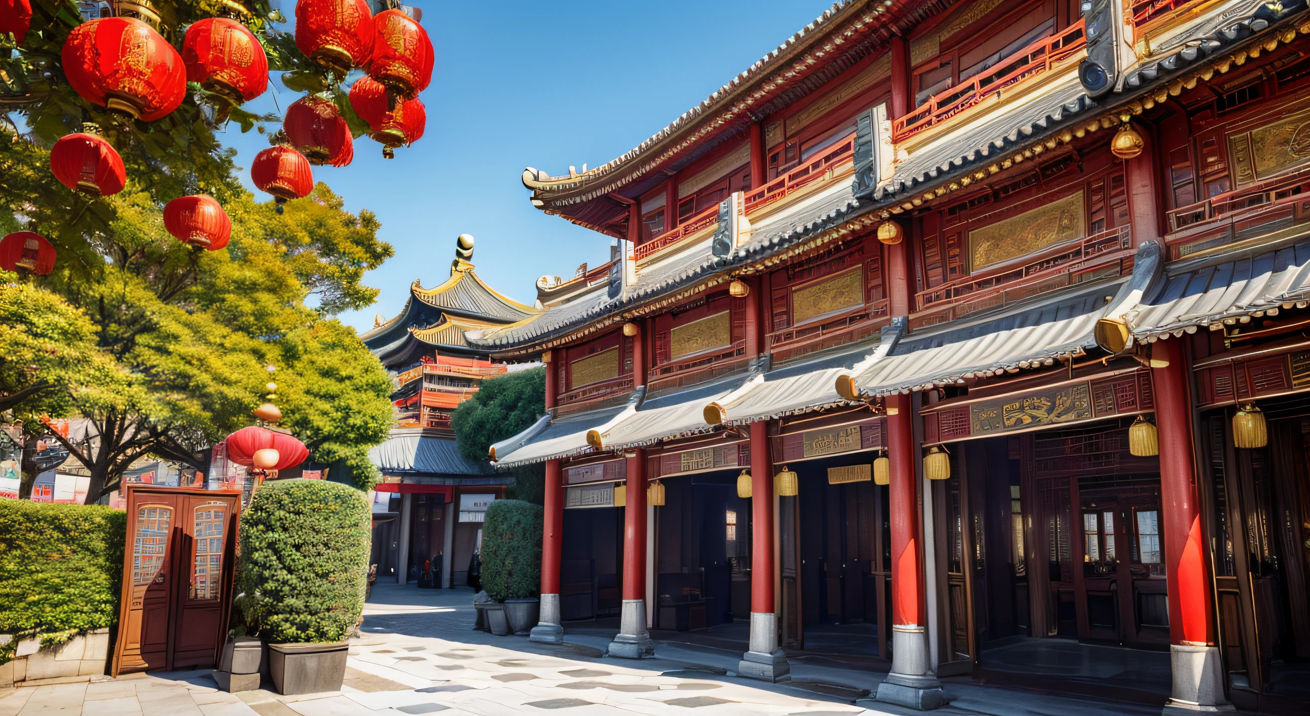 China-style,There are buildings on both sides,Modern age city,jubilation,mid day,scenecy,photography of,Optimal image quality,Wallpapers,photorealestic,ultraclear,Audience vision