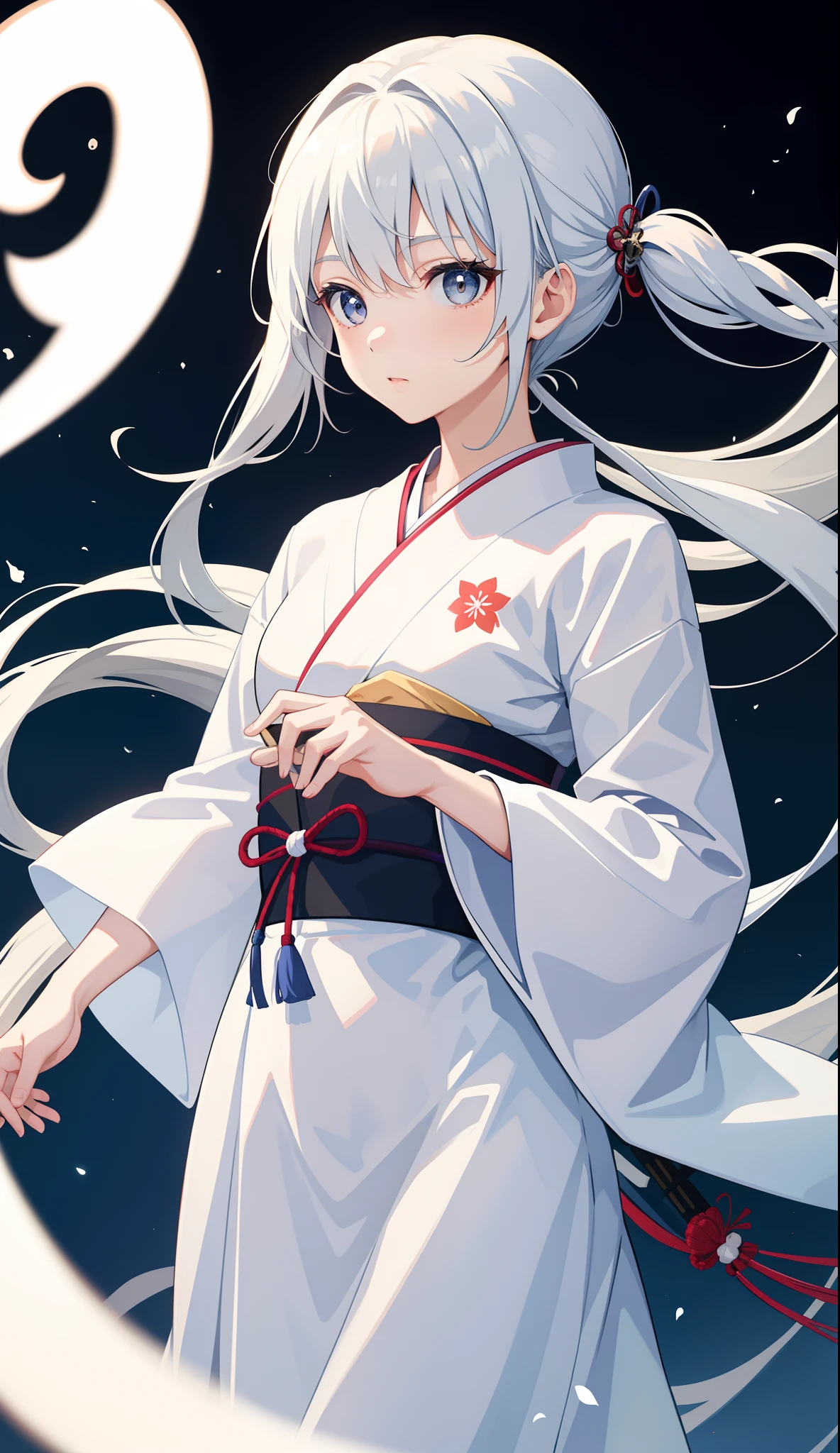 1girl in、AS-Adult、Japanese、ghosts、ghosting、White kimono、Upper body portrait、