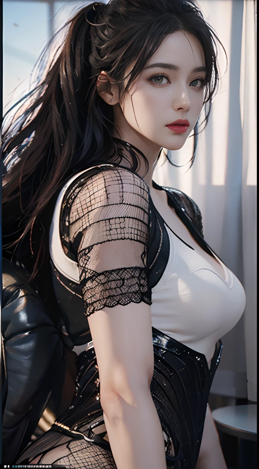 ((Best quality)), ((masterpiece)), (detailed:1.4), 3D, an image of a beautiful cyberpunk female,HDR (High Dynamic Range),Ray Tracing,NVIDIA RTX,Super-Resolution,Unreal 5,Subsurface scattering,PBR Texturing,Post-processing,Anisotropic Filtering,Depth-of-field,Maximum clarity and sharpness,Multi-layered textures,Albedo and Specular maps,Surface shading,Accurate simulation of light-material interaction,Perfect proportions,Octane Render,Two-tone lighting,Wide aperture,Low ISO,White balance,Rule of thirds,8K RAW,